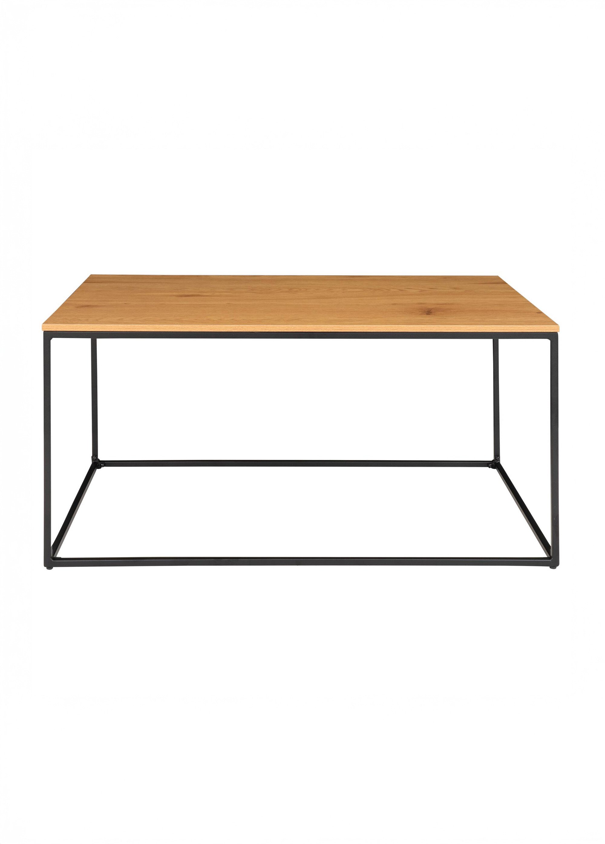 Table basse épurée, plateau effet chêne