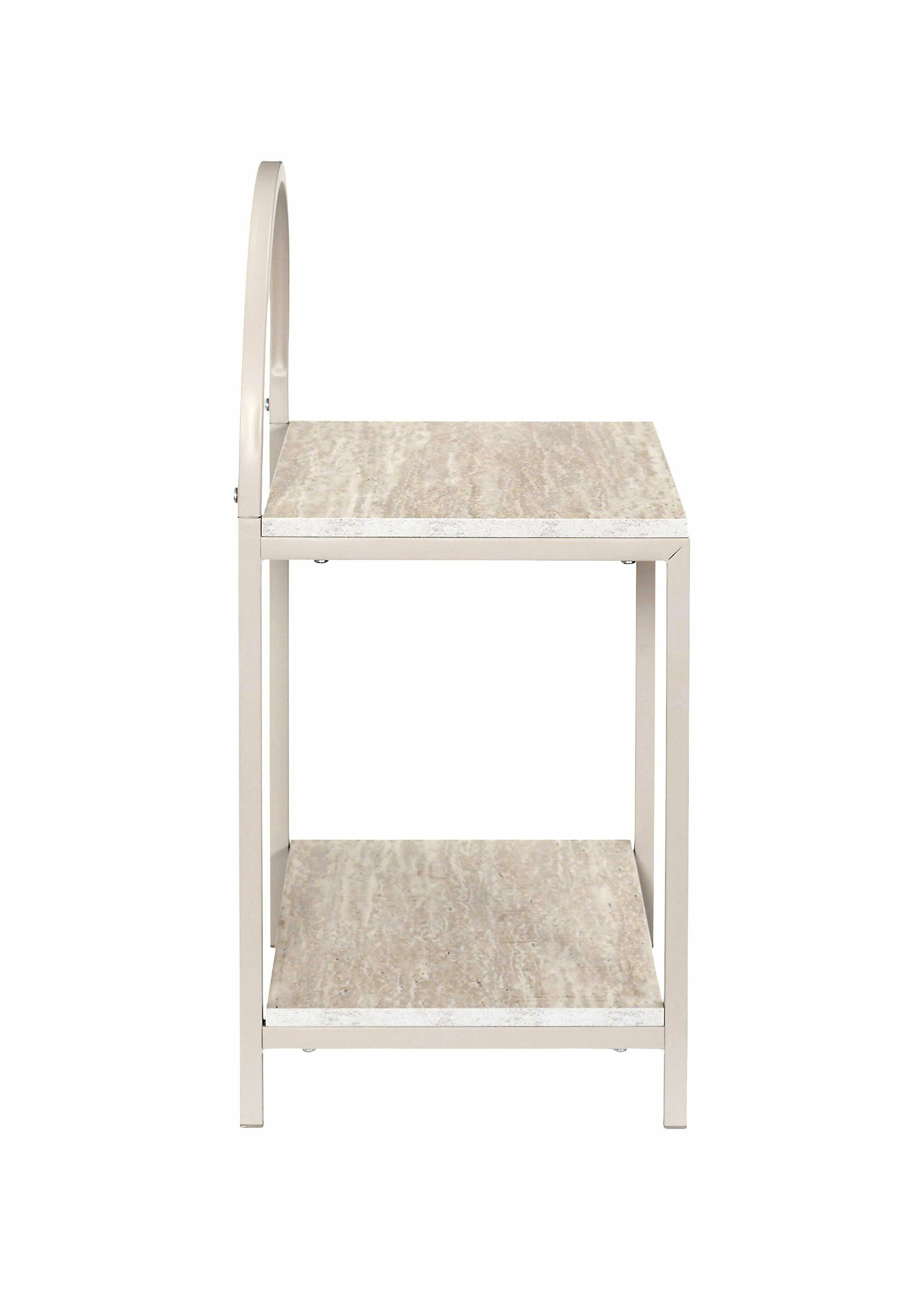 Table de chevet arche en métal clair BLANC ET BEIGE CMP-HD7735 DE1