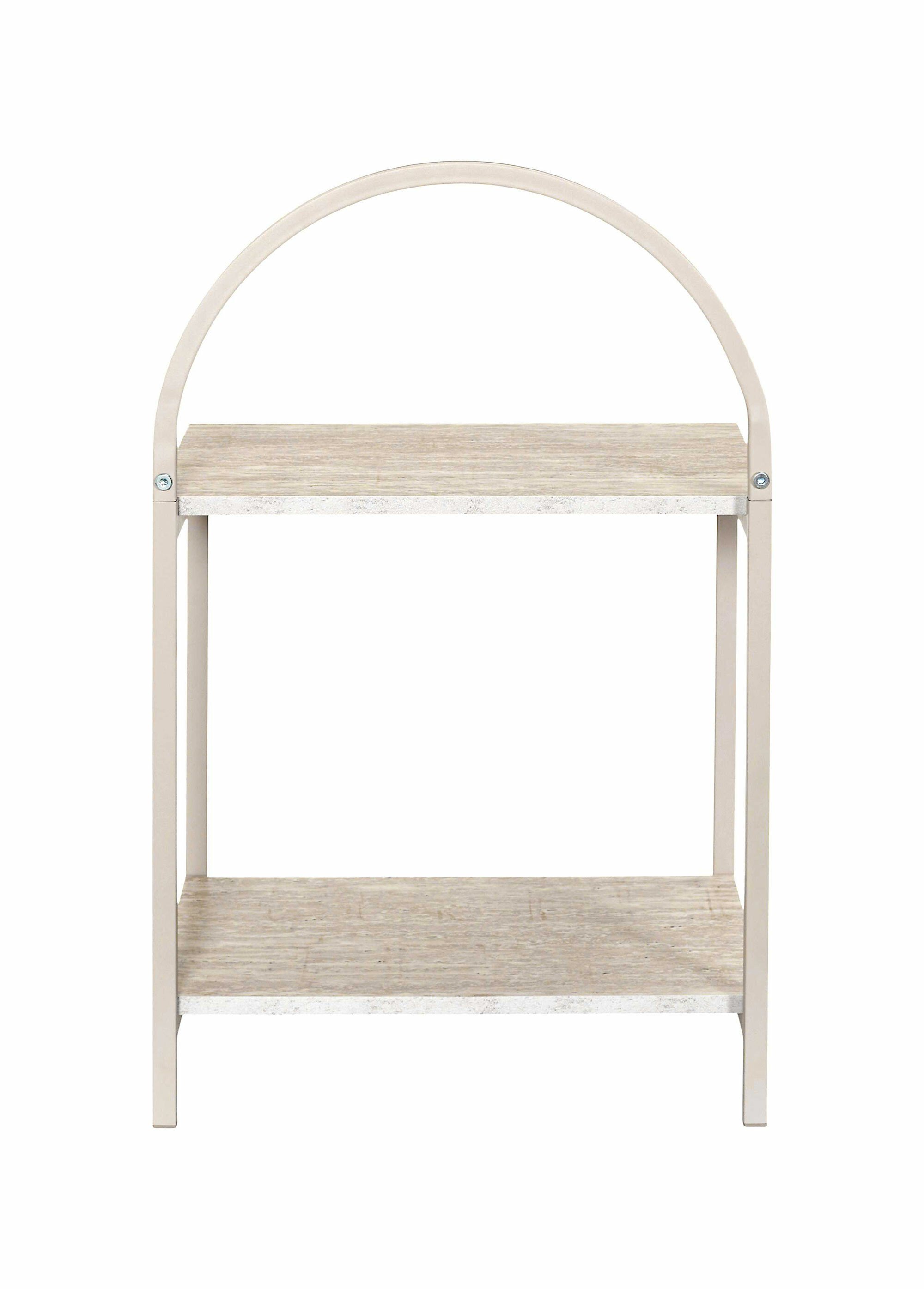 Table de chevet arche en métal clair BLANC ET BEIGE CMP-HD7735 DO1
