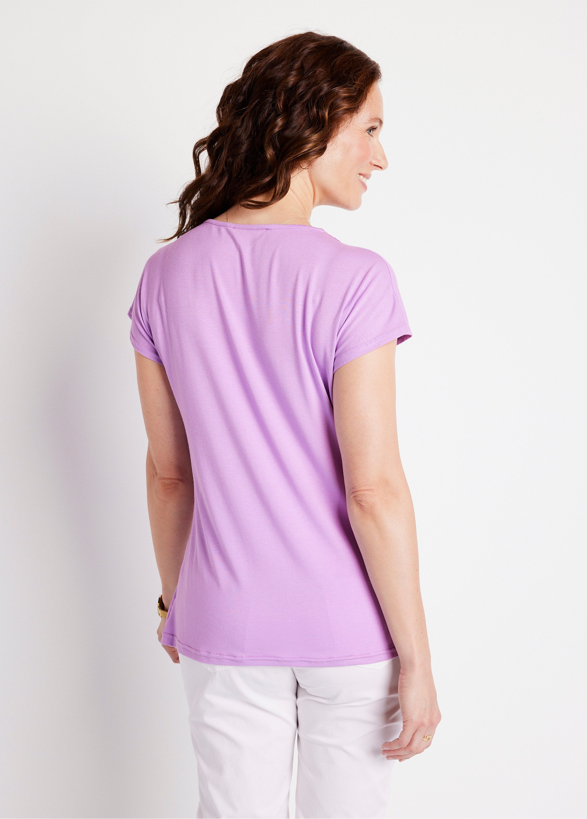 T-shirt court extensible dentelle