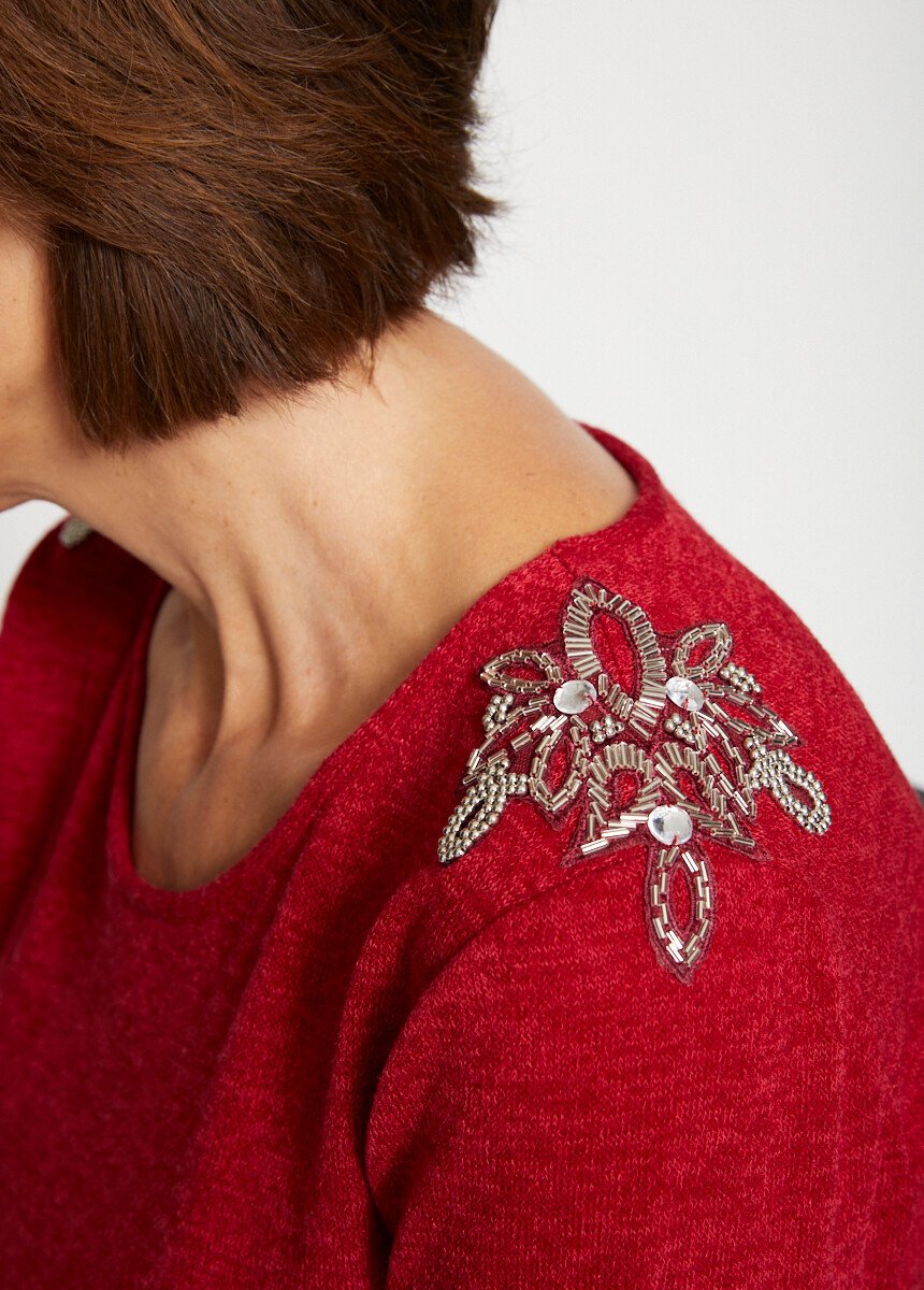 T-shirt uni détails bijoux fantaisie