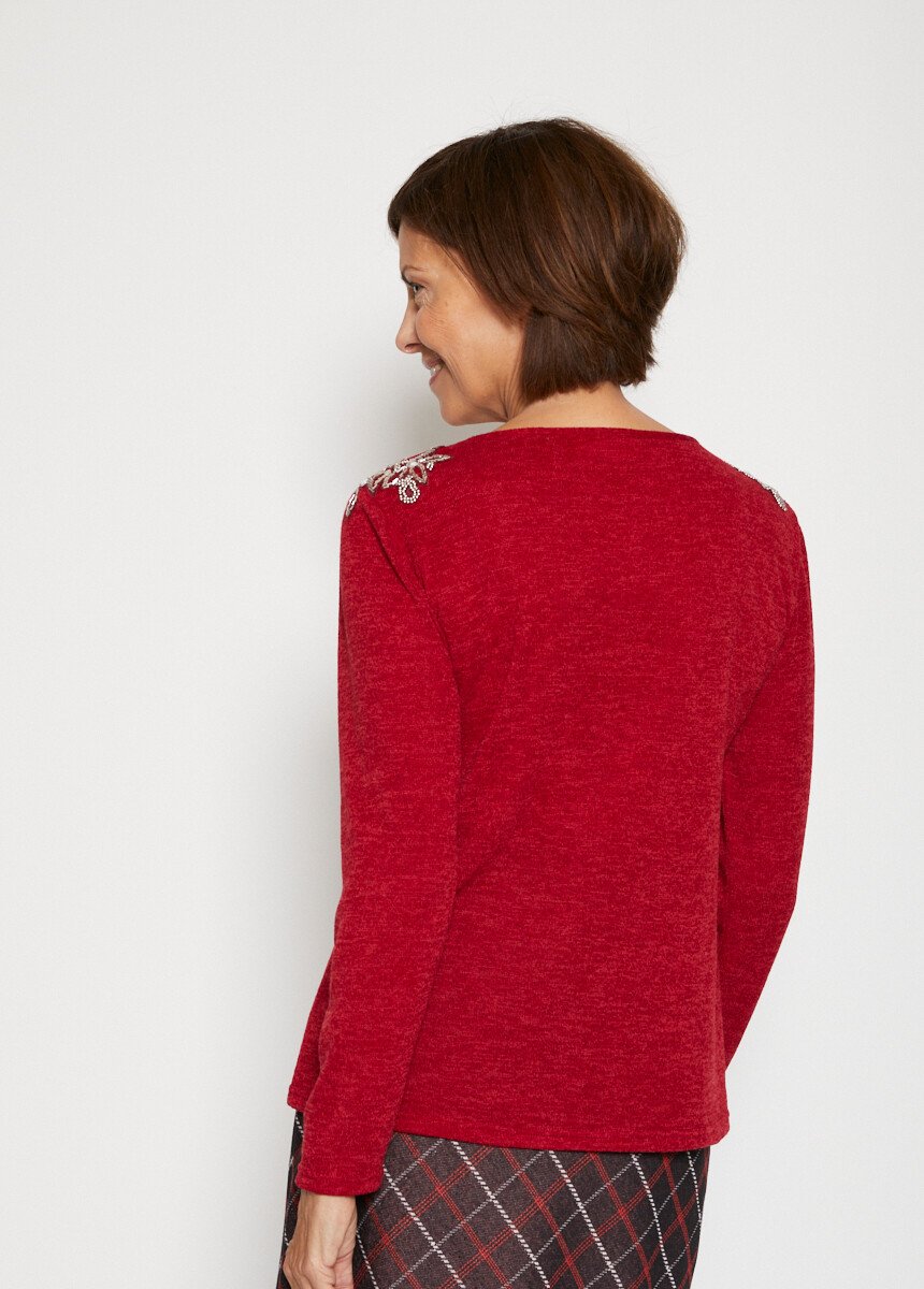 T-shirt uni détails bijoux fantaisie