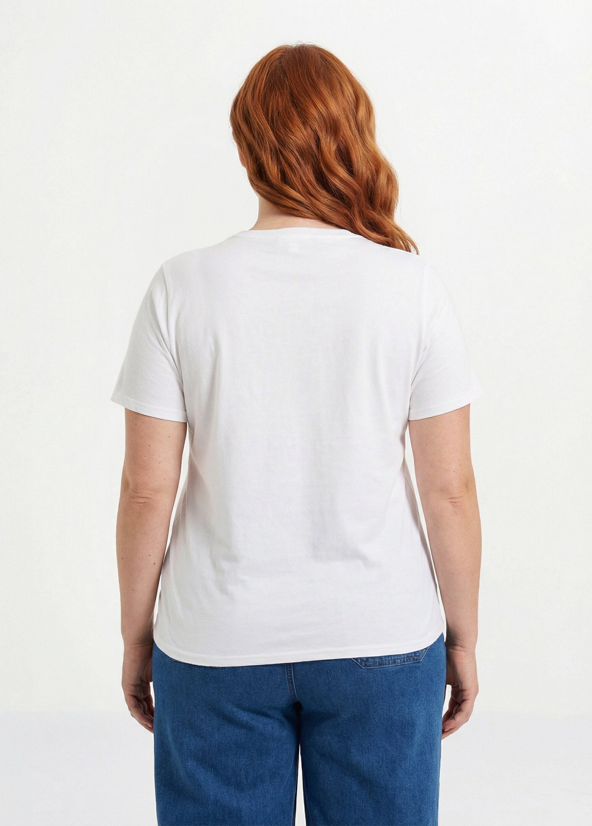 T-shirt manches courtes, motif Soleil Femme Grande Taille Bleu IAC-AP-M1295 DO1