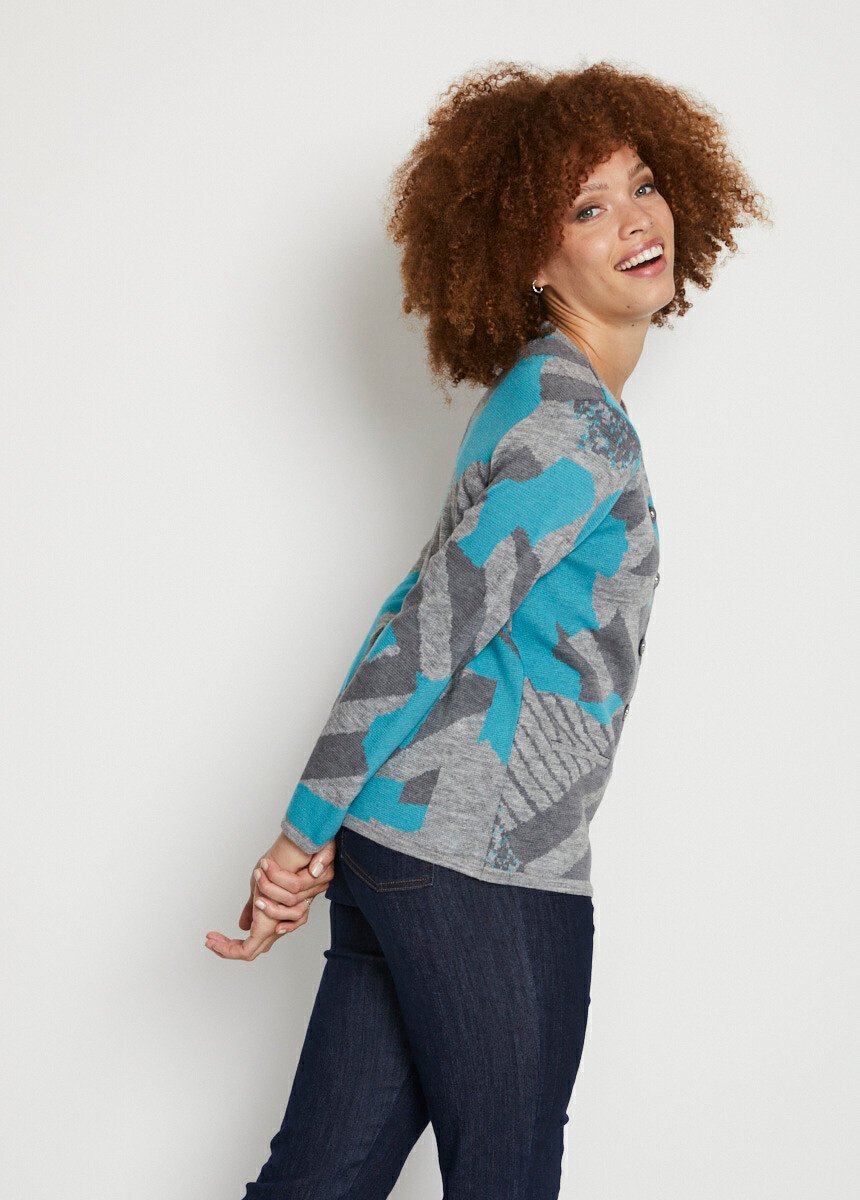 Veste boutonnée jacquard graphique Femme Vert PREFACE DR1