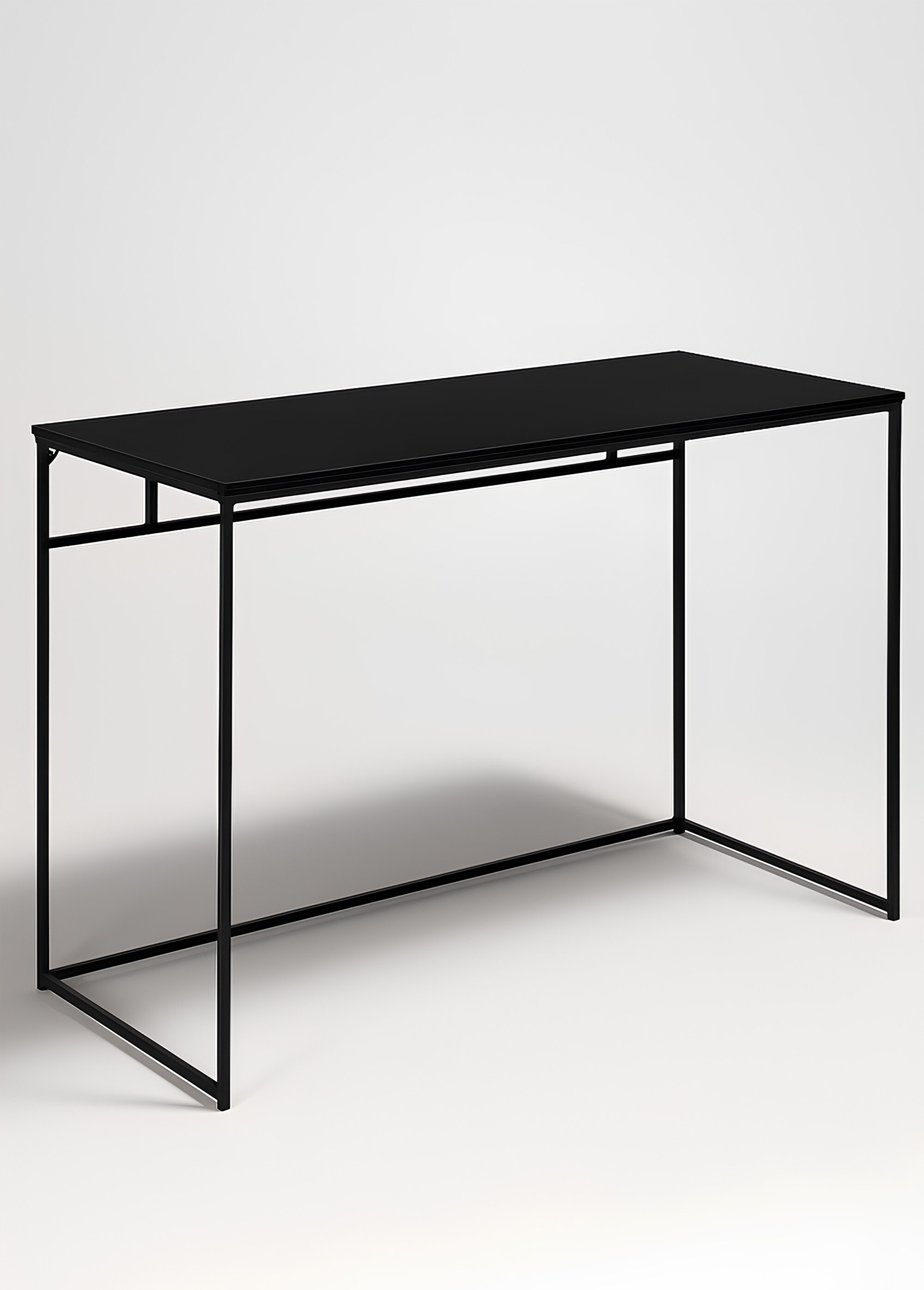 Bureau haut style épuré, acier foncé