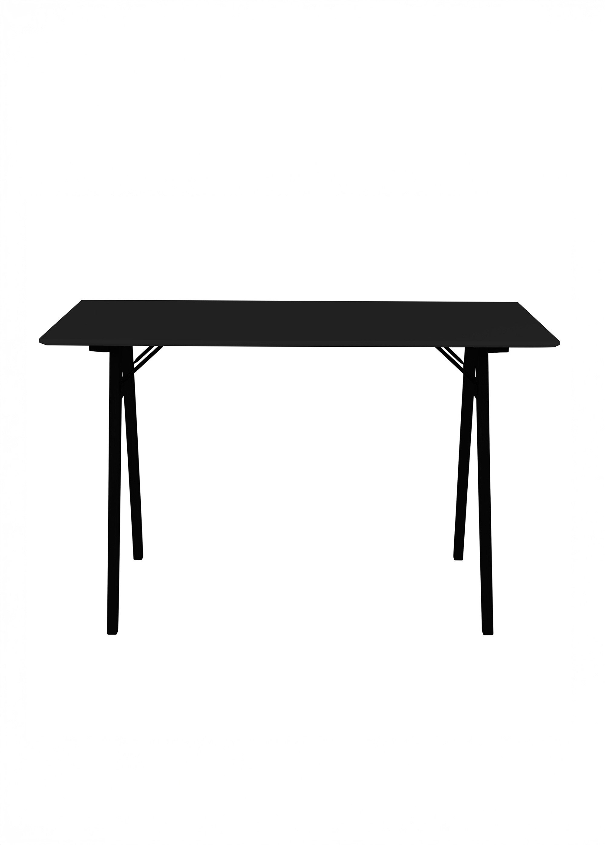 Bureau scandinave foncé, pieds compas