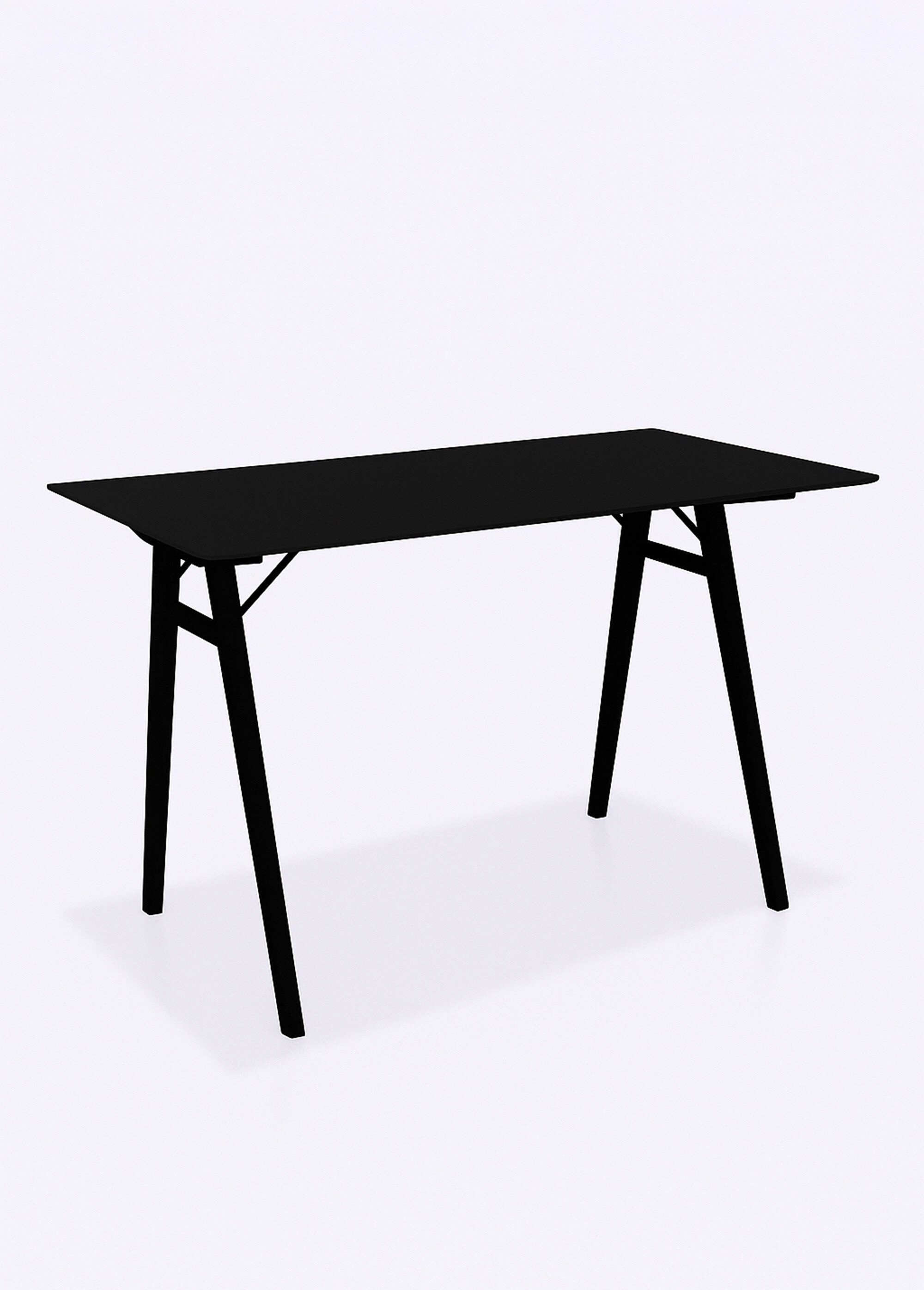 Bureau scandinave foncé, pieds compas NOIR HN-2402022 FA1