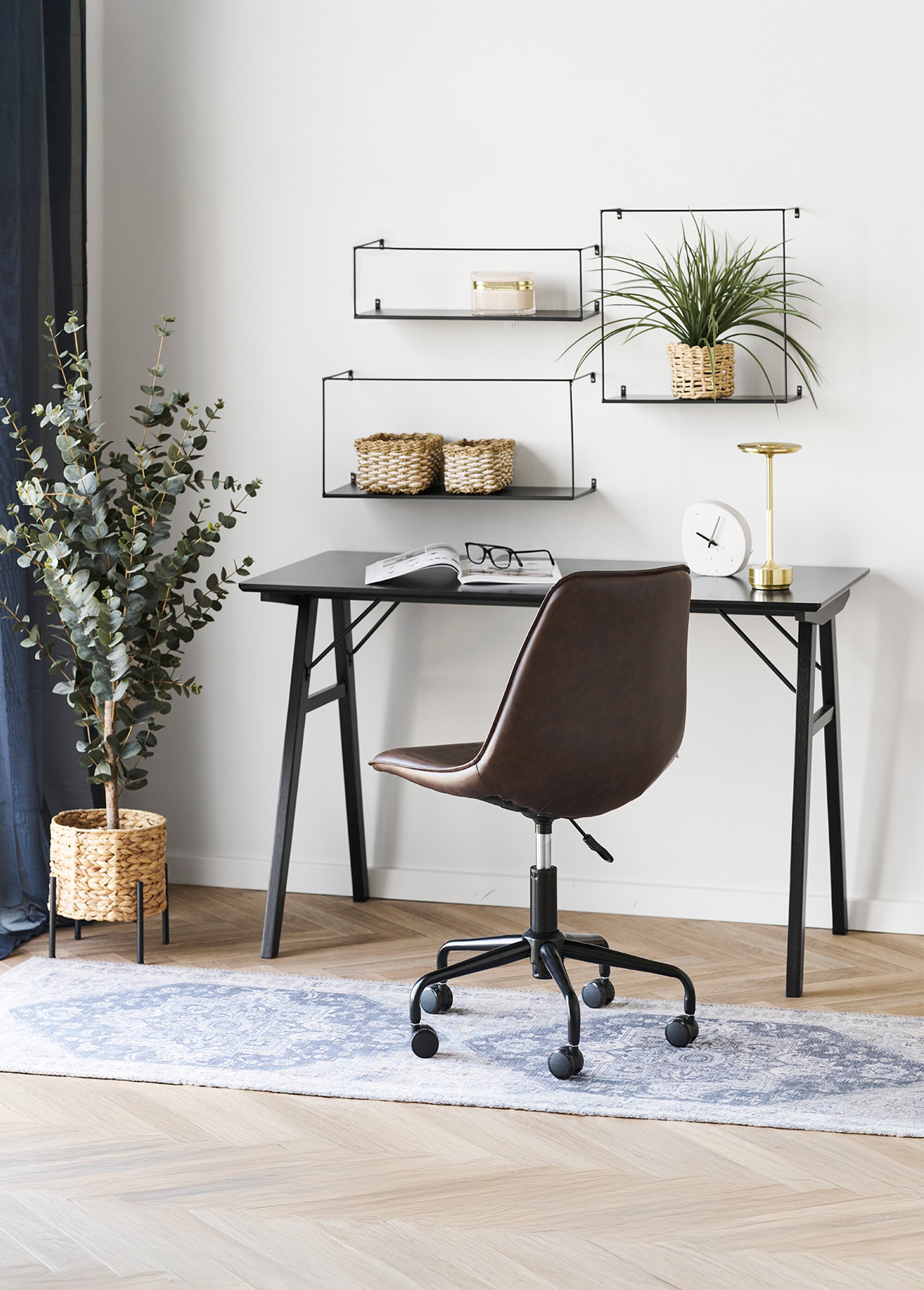 Bureau scandinave foncé, pieds compas NOIR HN-2402022 SI1