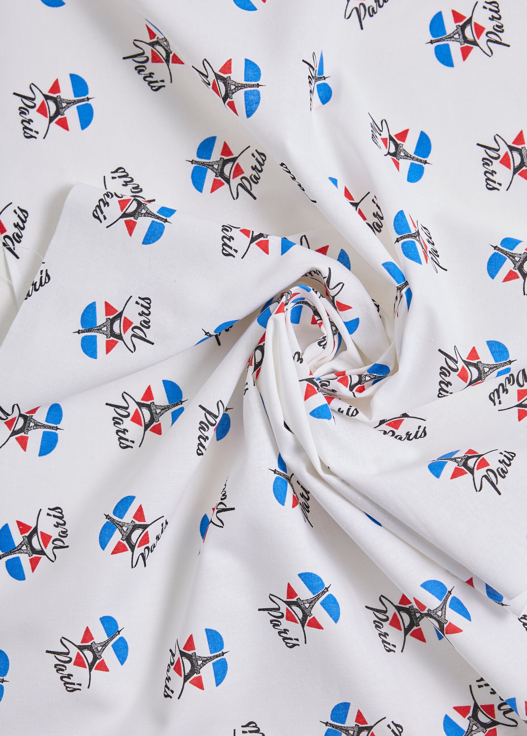 Coupon tissu déco inscriptions Paris BLANC COT131992 FA1