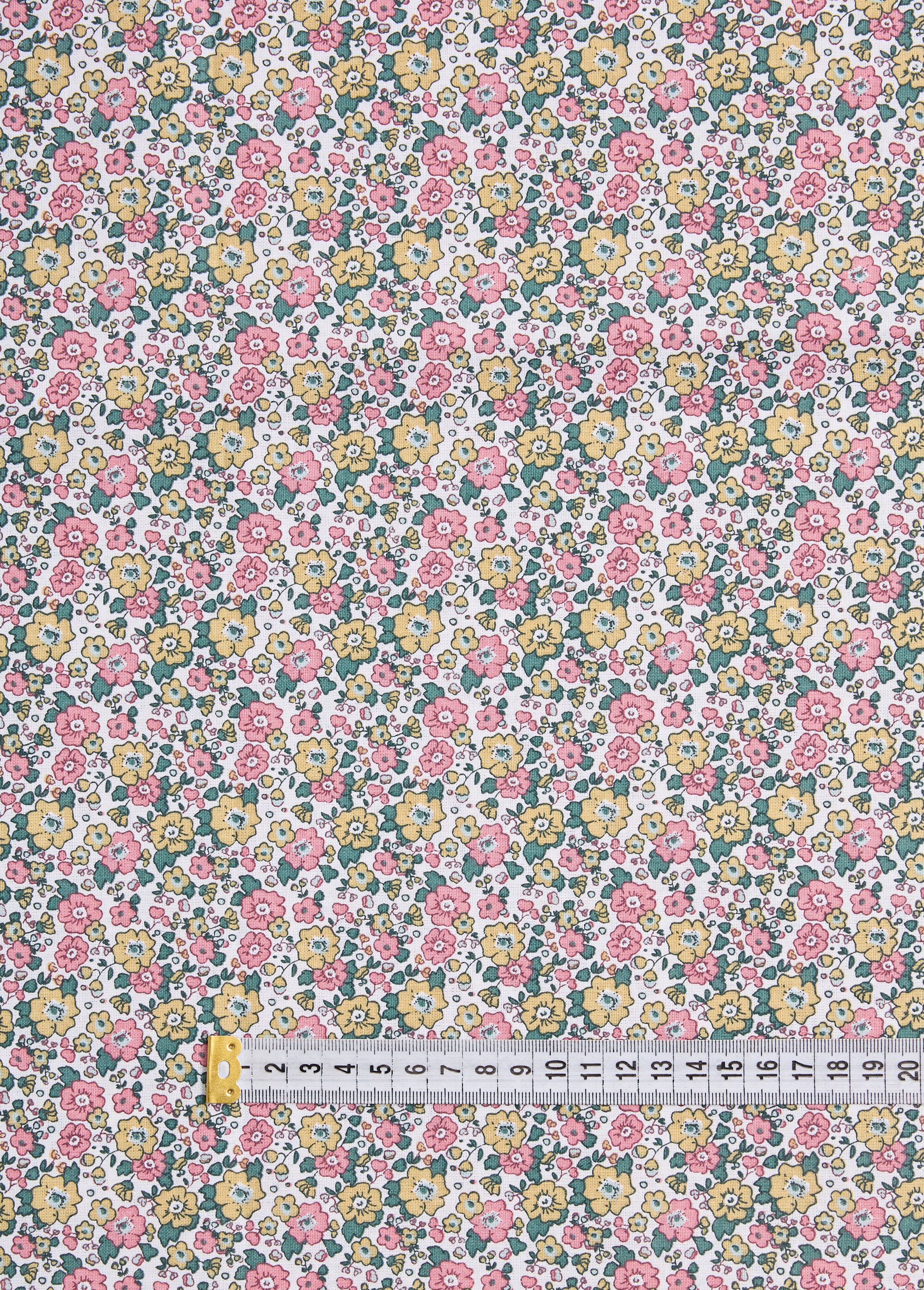 Coupon tissu motif fleuri 10R ROSE COT48927 DE1