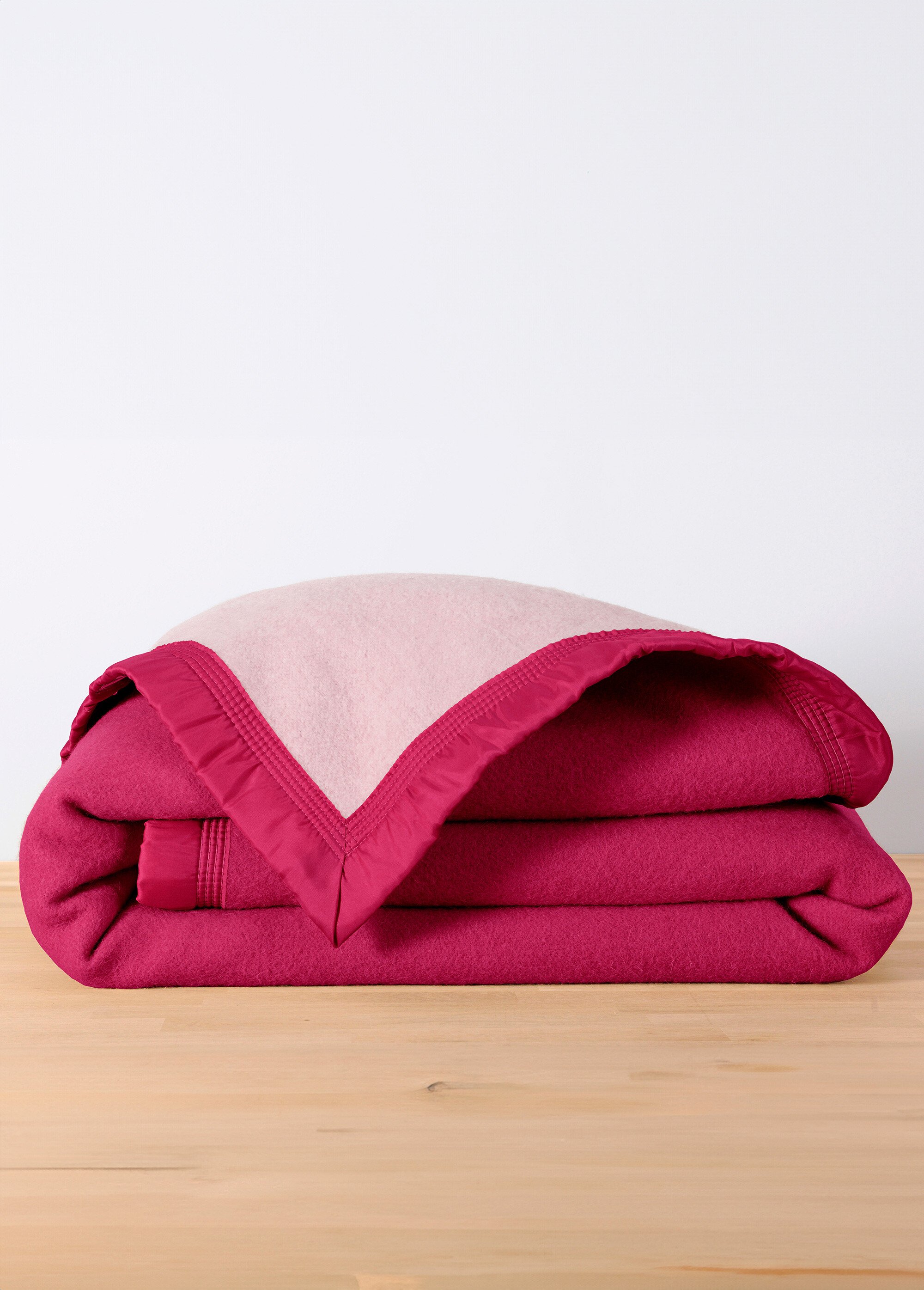 Couverture bicolore pure laine 600 g/m² Rose RUADE FA1