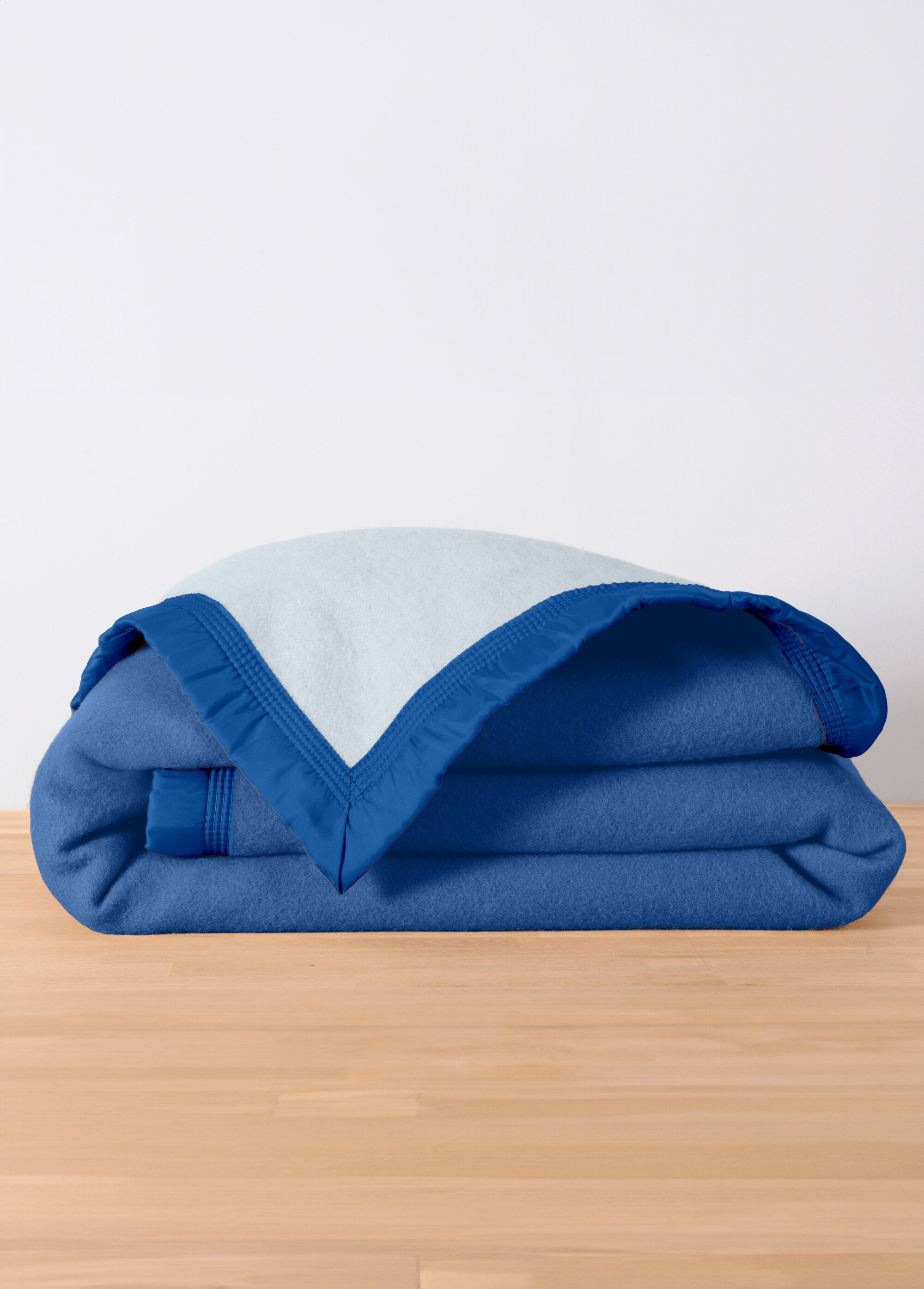 Couverture bicolore pure laine 600 g/m² Bleu RUADE FA1
