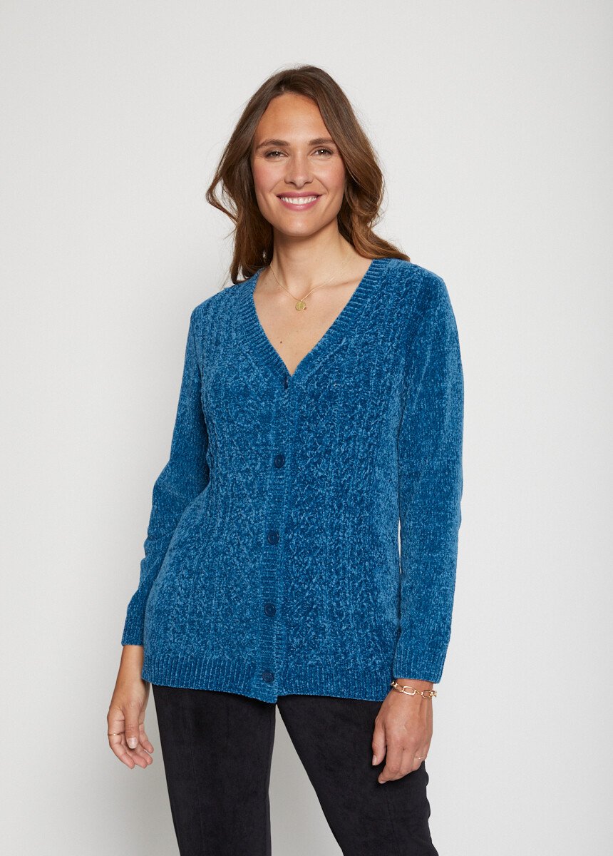 Gilet boutonné maille chenille