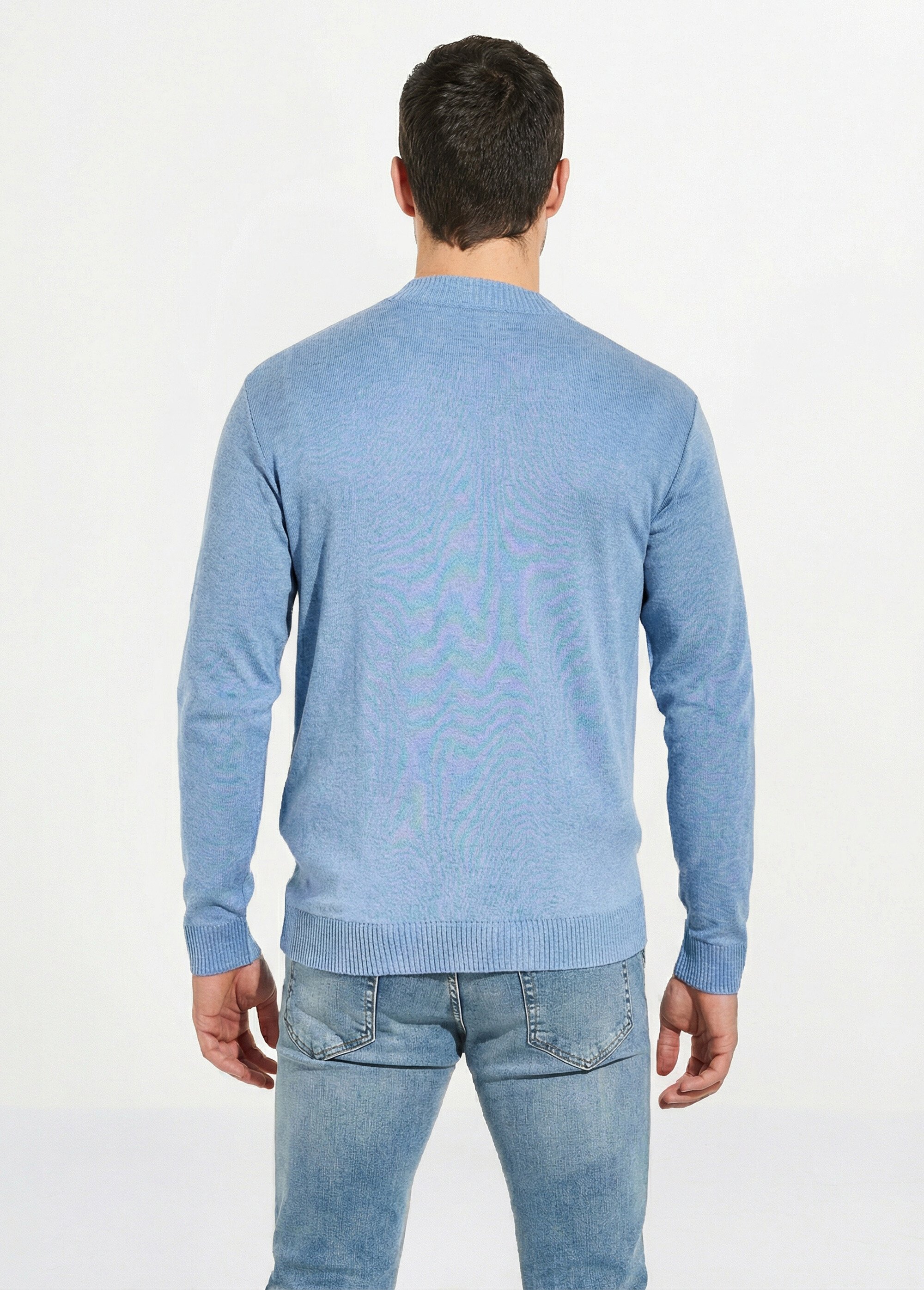 Gilet jacquard coton col V boutonné