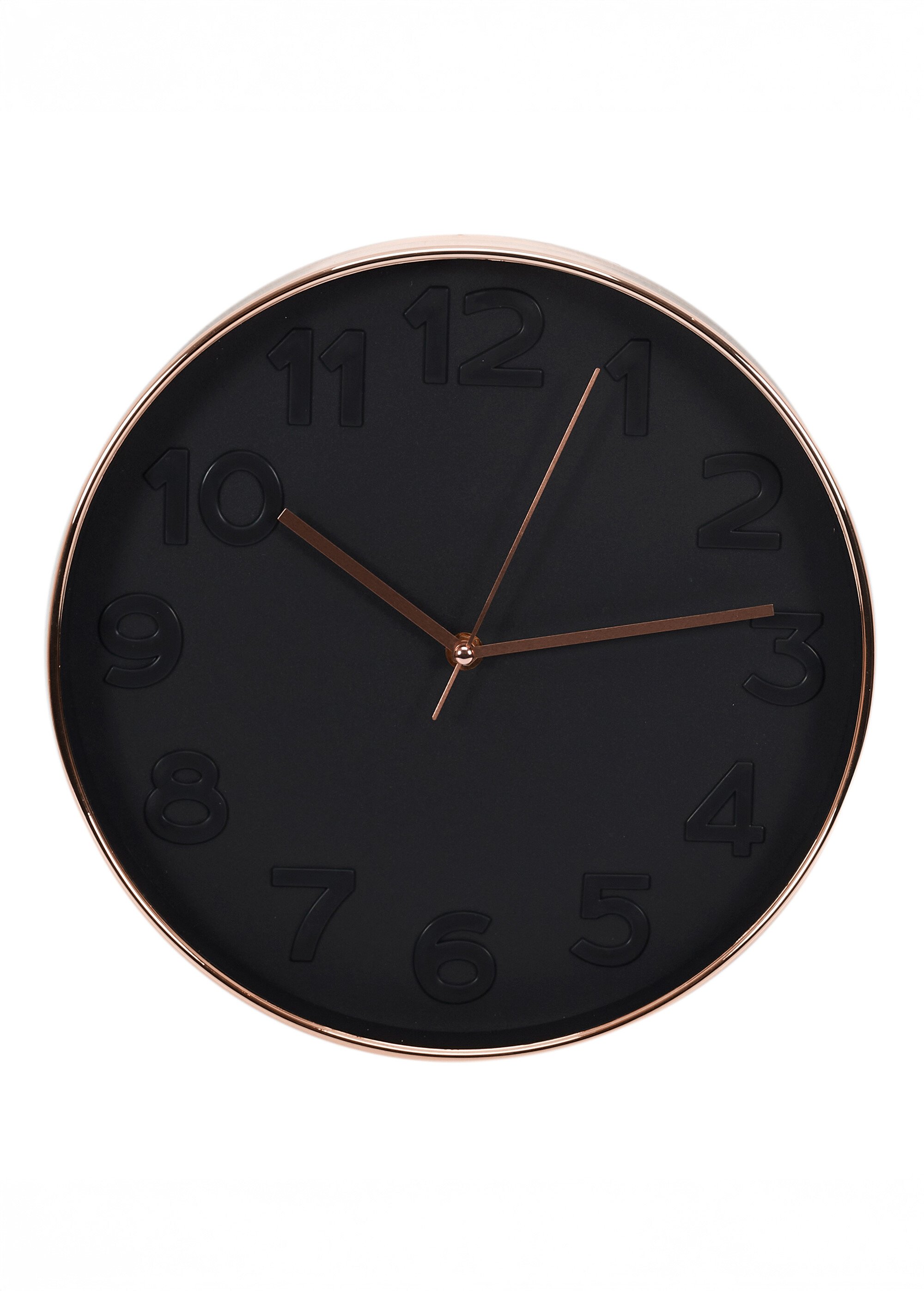 Horloge murale ronde, contour cuivre