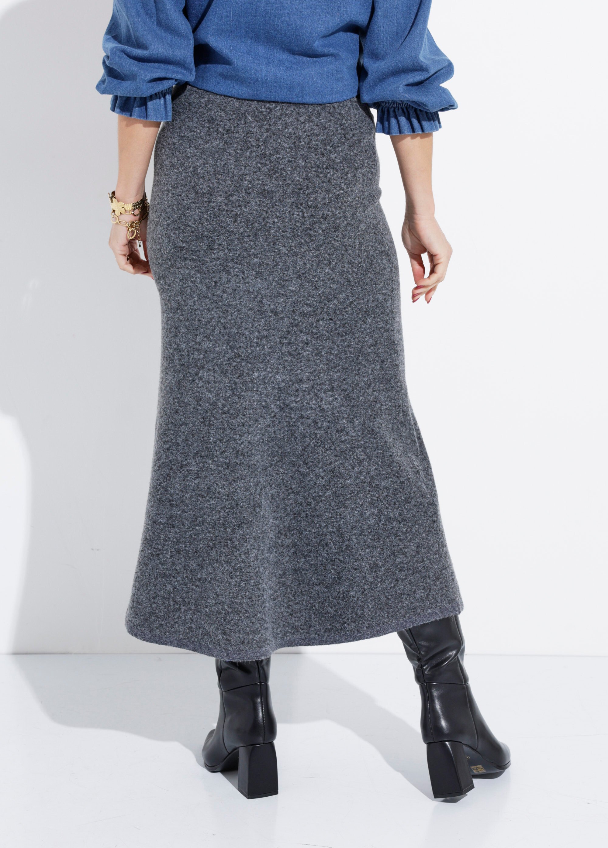 Jupe longue en maille forme tulipe