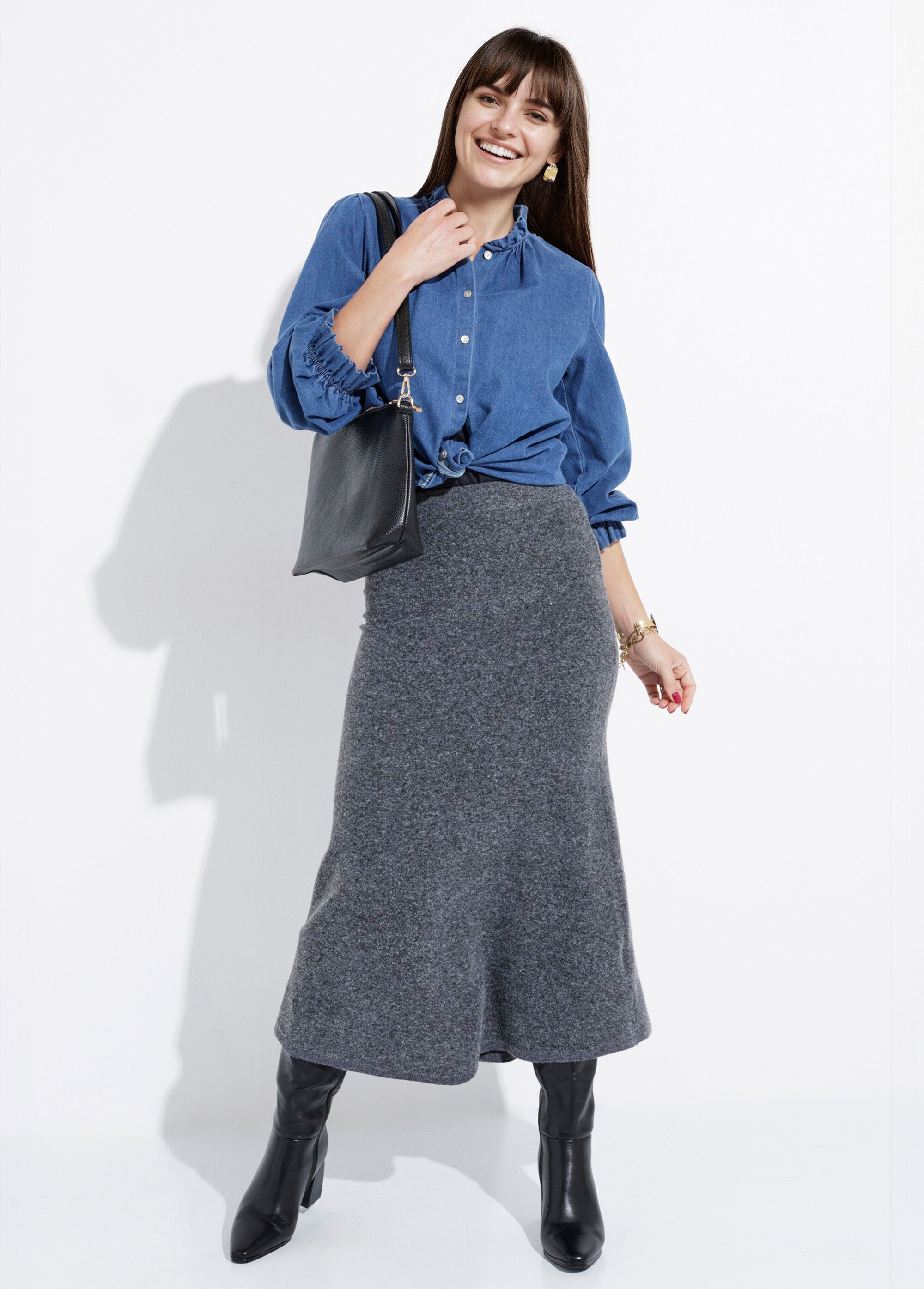 Jupe longue en maille forme tulipe