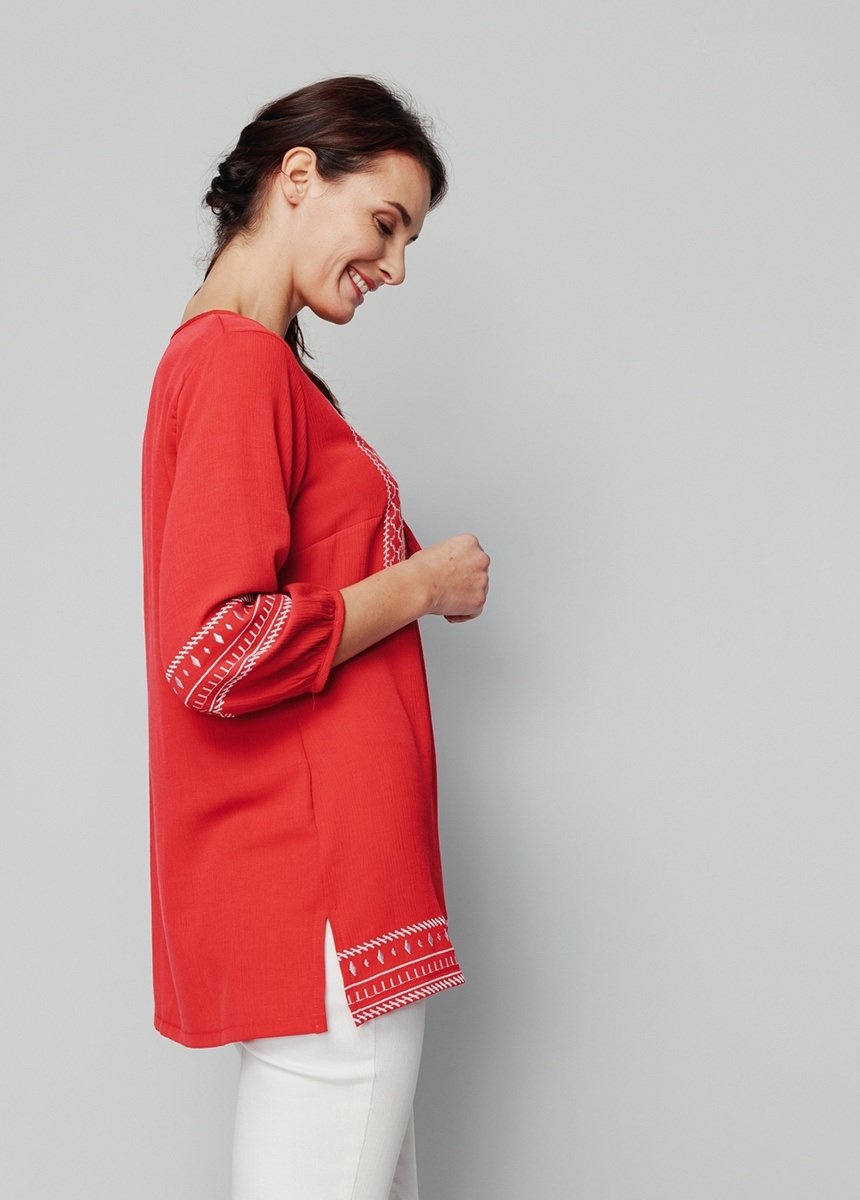 La tunique brodée Femme Rose COBRIEUX DR1
