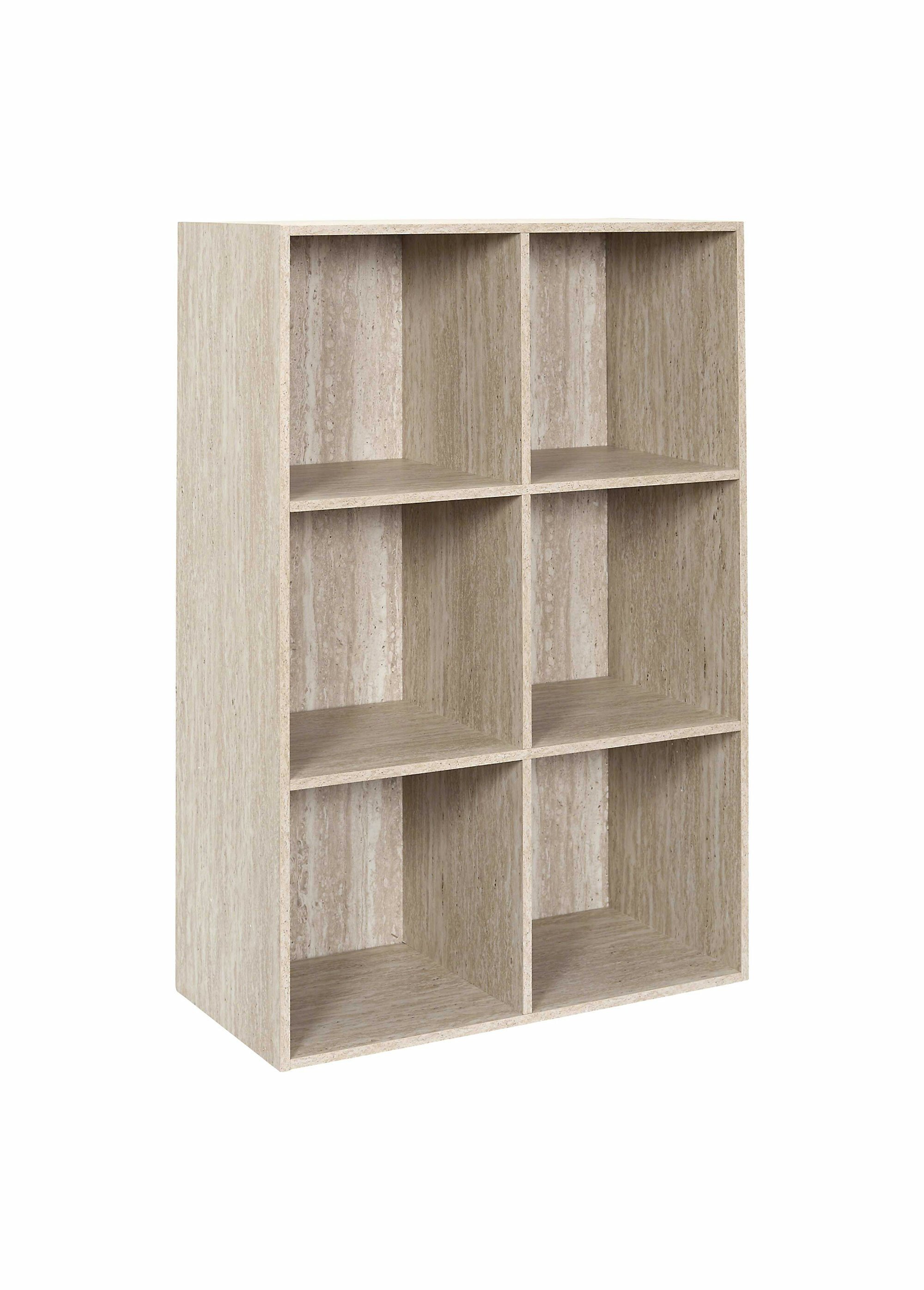 Meuble rangement 6 cases, effet pierre BLANC ET BEIGE CMP-HD7744 FA1