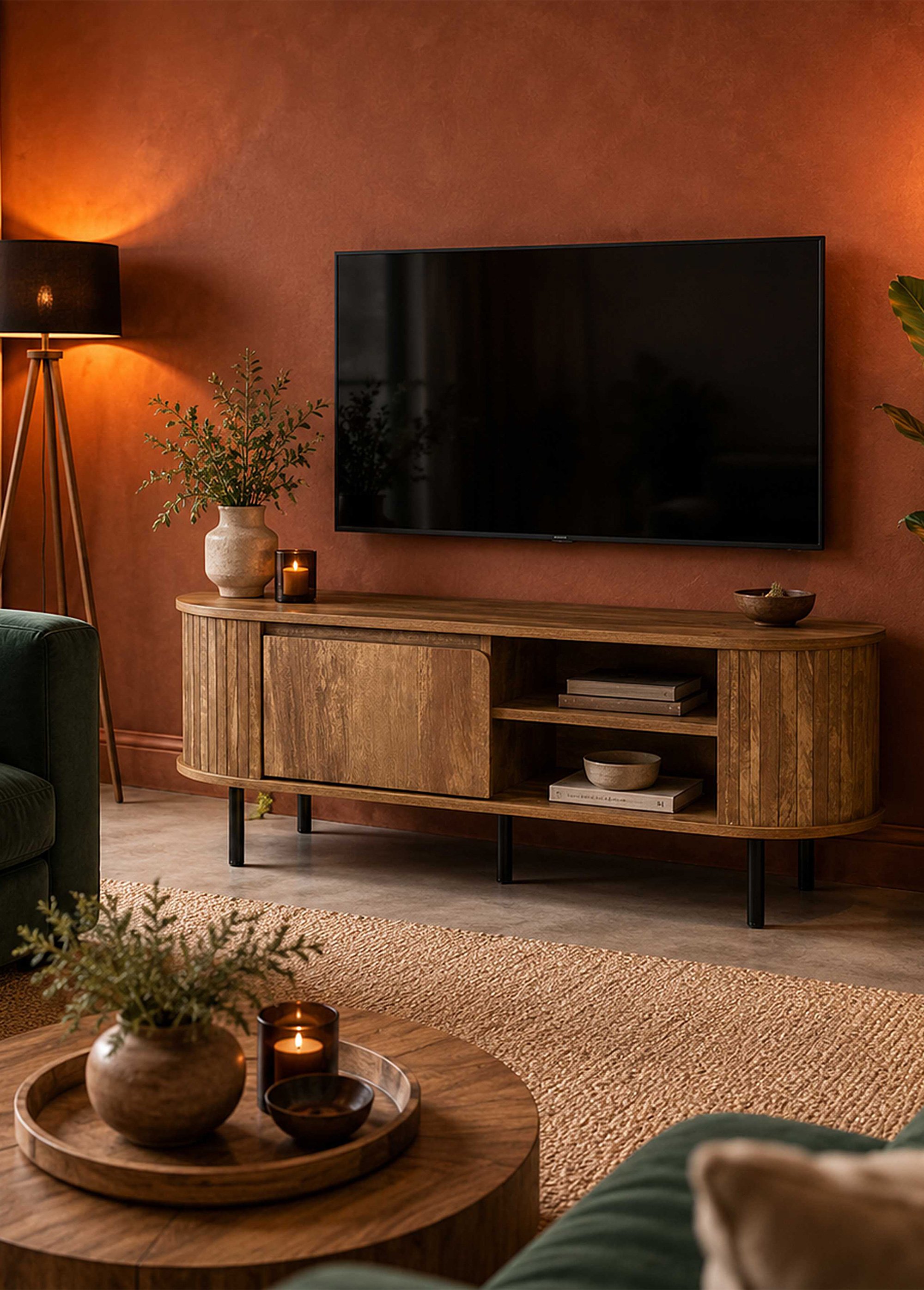 Meuble TV 2 niches, 1 porte HERITAGE MARRON CMP-HD7912 AM1