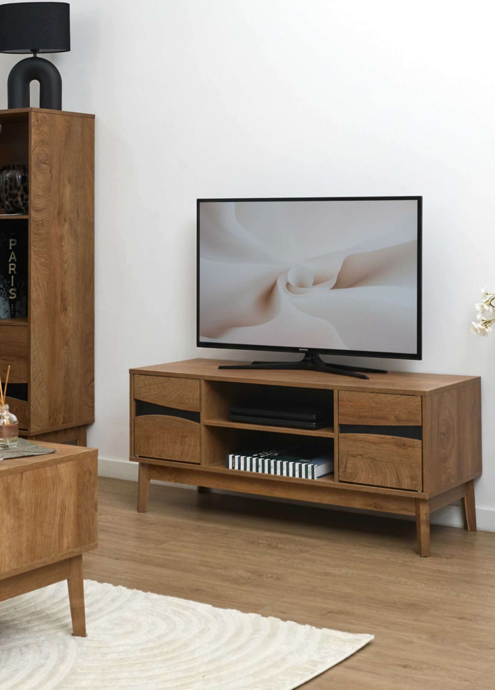 Meuble TV contemporain 2 portes FOREST MARRON CMP-HD7918 AM1
