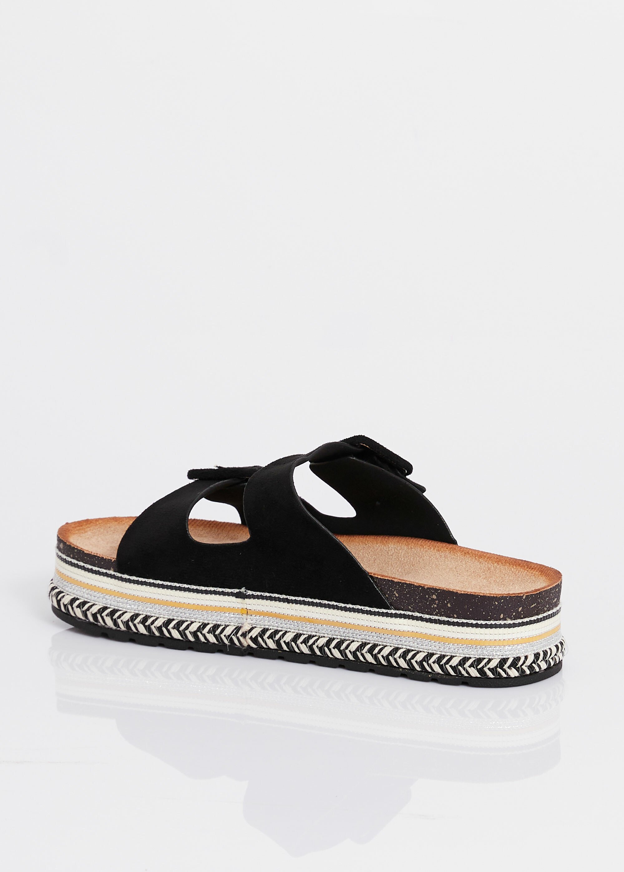 Mules compensées fantaisie à boucles