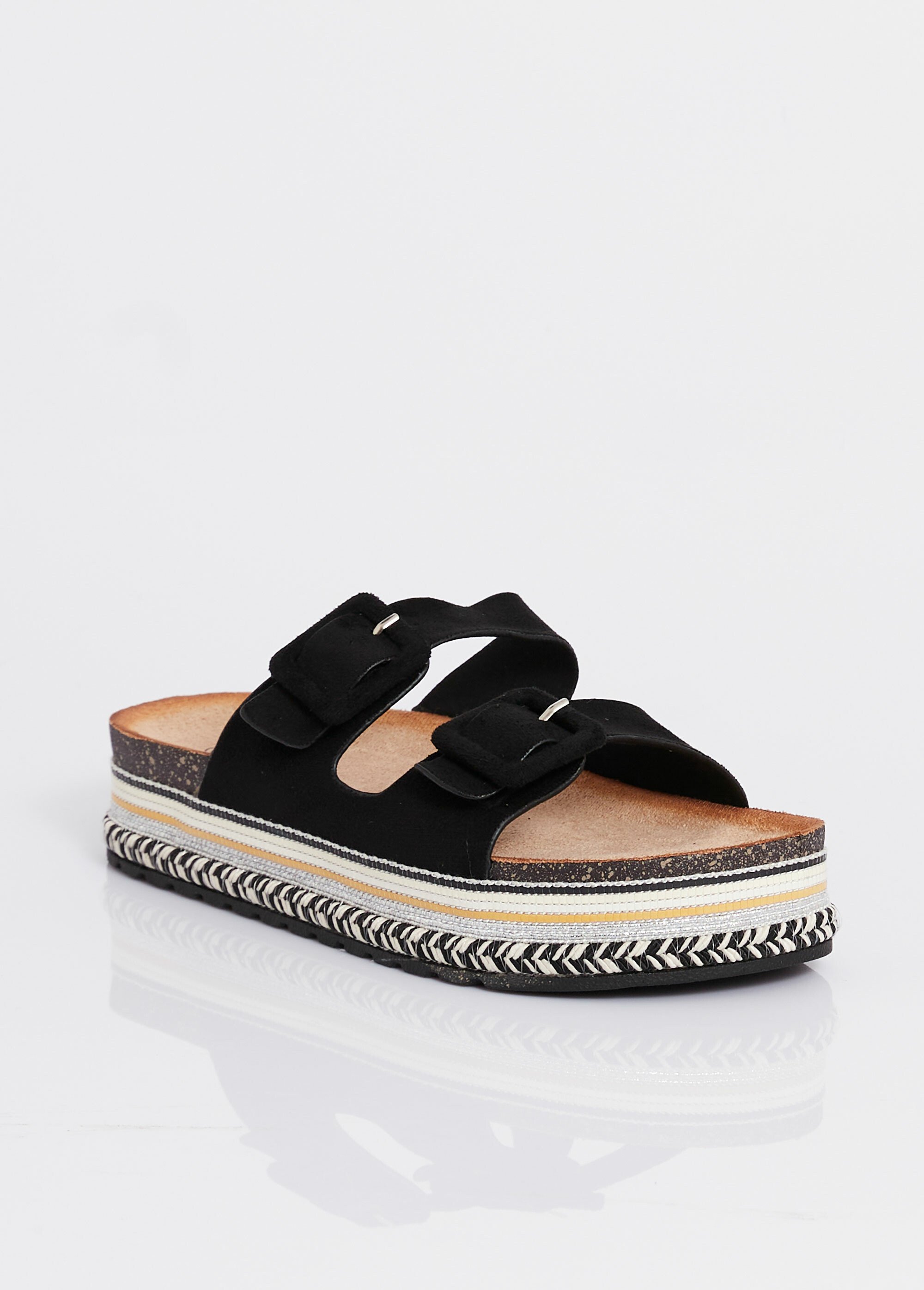 Mules compensées fantaisie à boucles Femme Noir JOISS-263 FA1