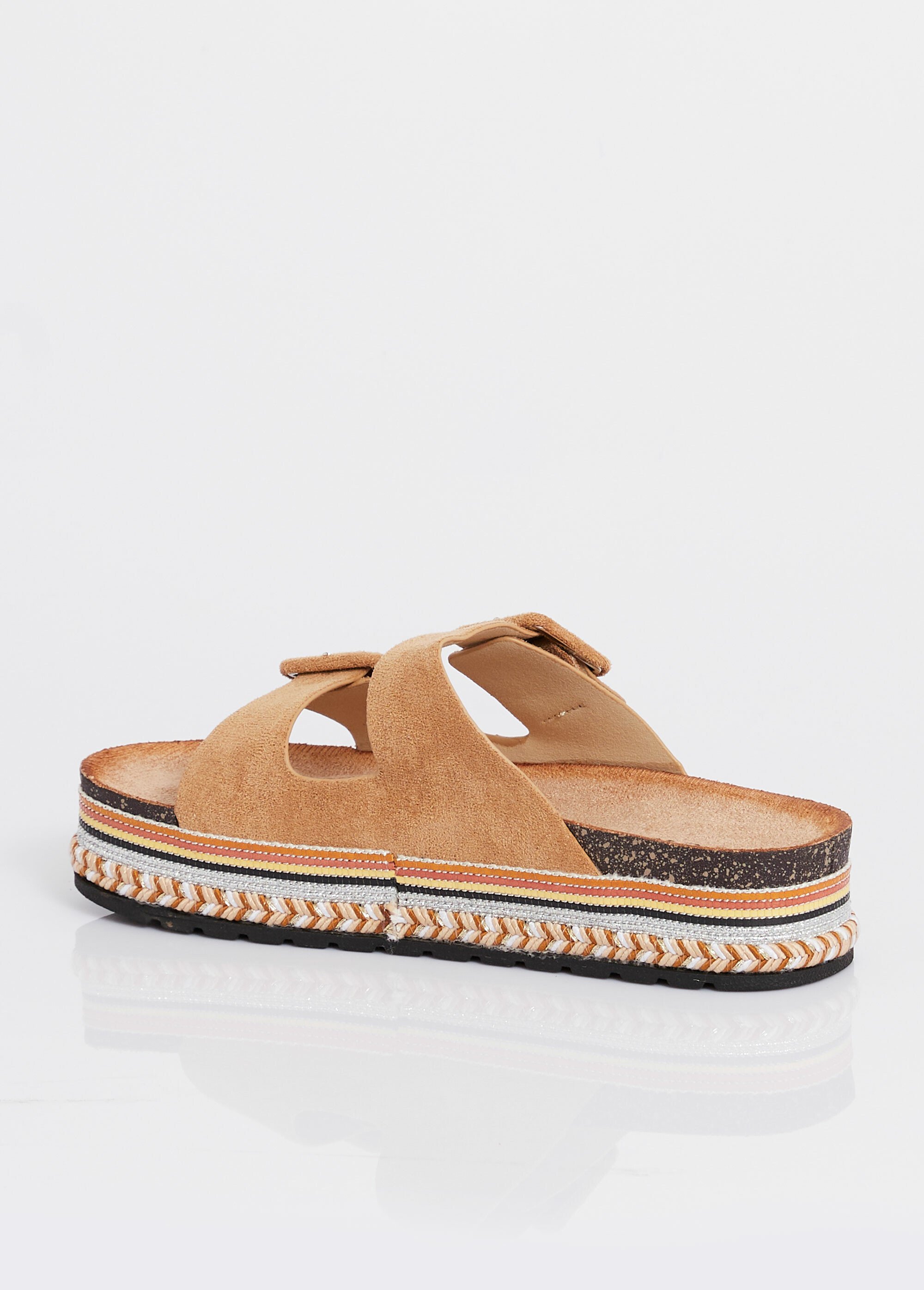 Mules compensées fantaisie à boucles