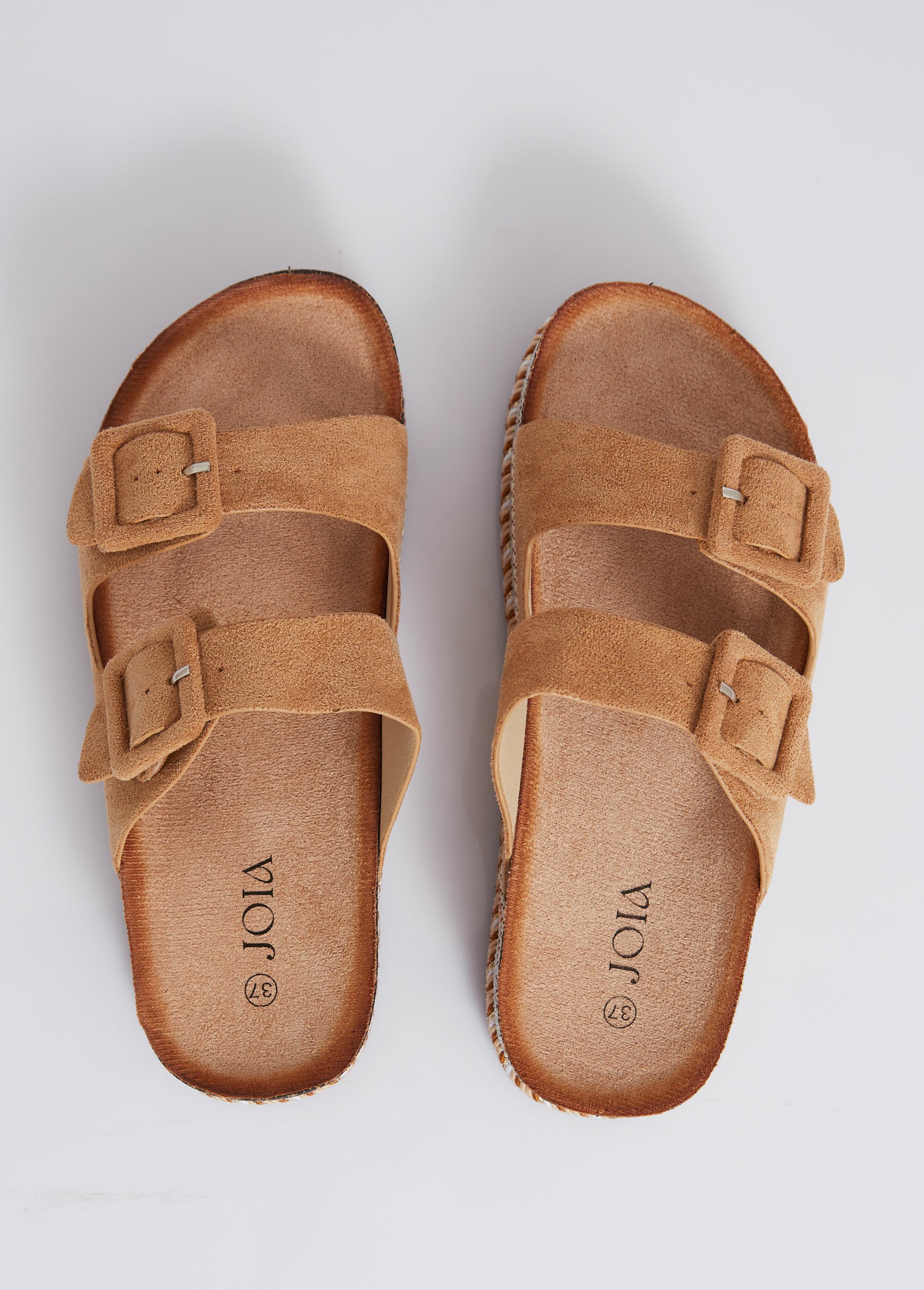 Mules compensées fantaisie à boucles Femme Marron JOISS-263 OV1