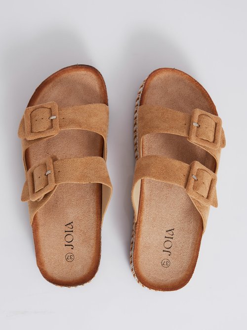 Mules compensées fantaisie à boucles Femme Marron JOISS-263 OV1