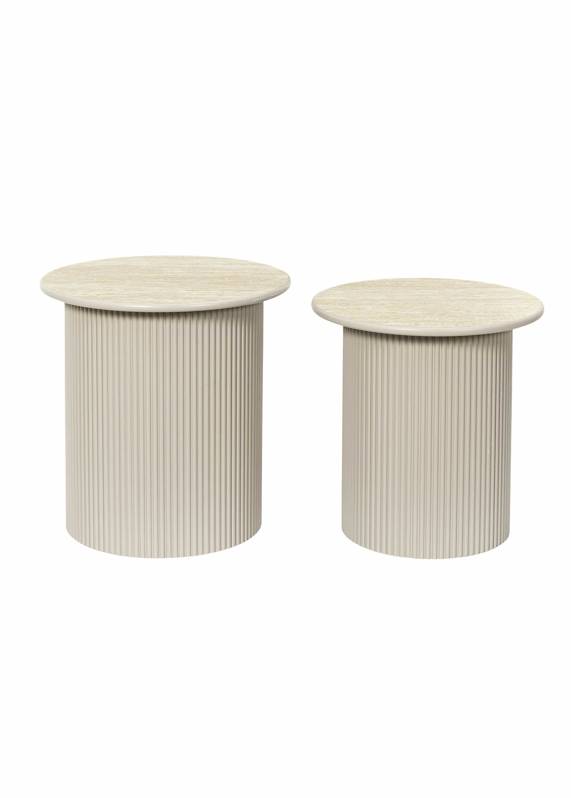 Petites tables assorties, effet pierre BLANC ET BEIGE CMP-HD7749 FA1