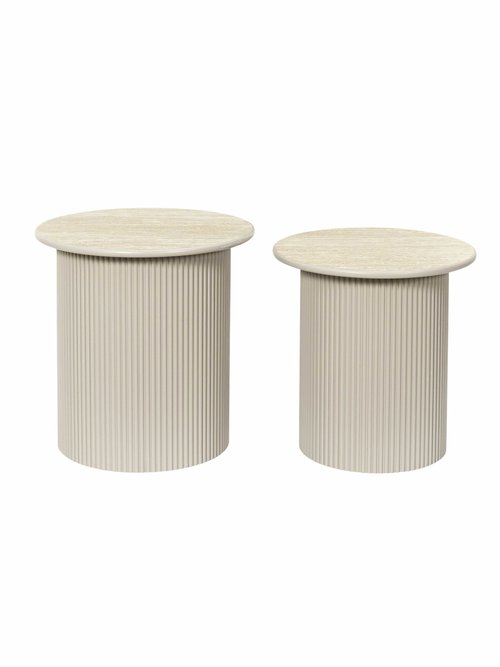 Petites tables assorties, effet pierre BLANC ET BEIGE CMP-HD7749 FA1