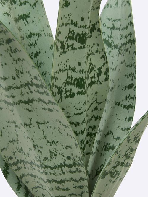 Plante artificielle, pot céramique rayée Orange JJA-210126 DE1