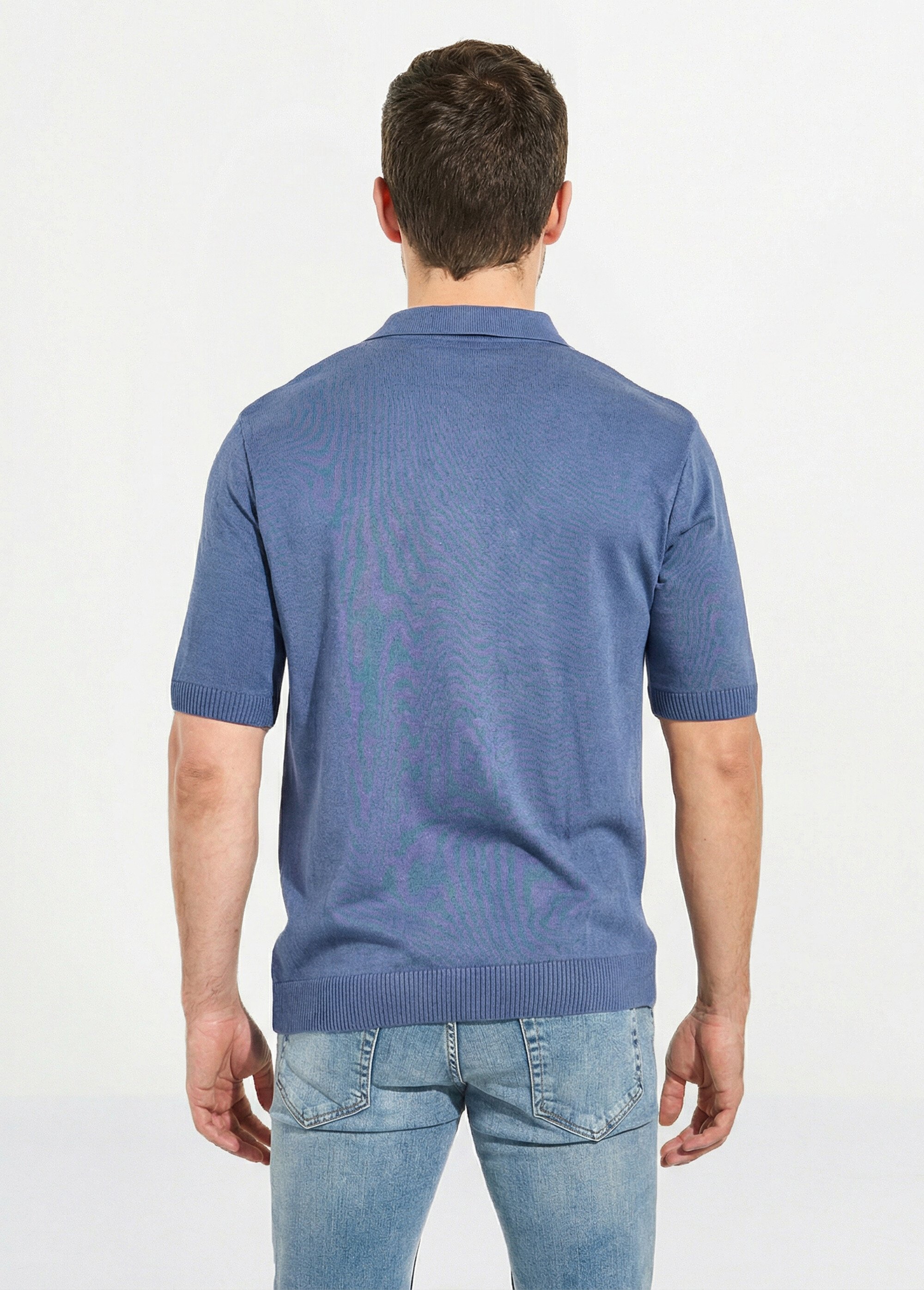 Pull col polo zippé manches courtes