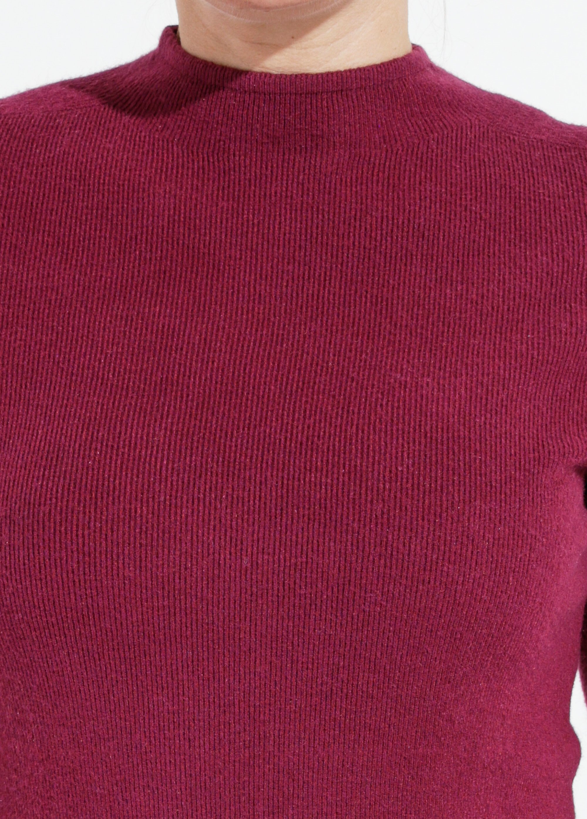 Pull col roulotté forme ajustée Femme Rouge IA-AR963 DE1