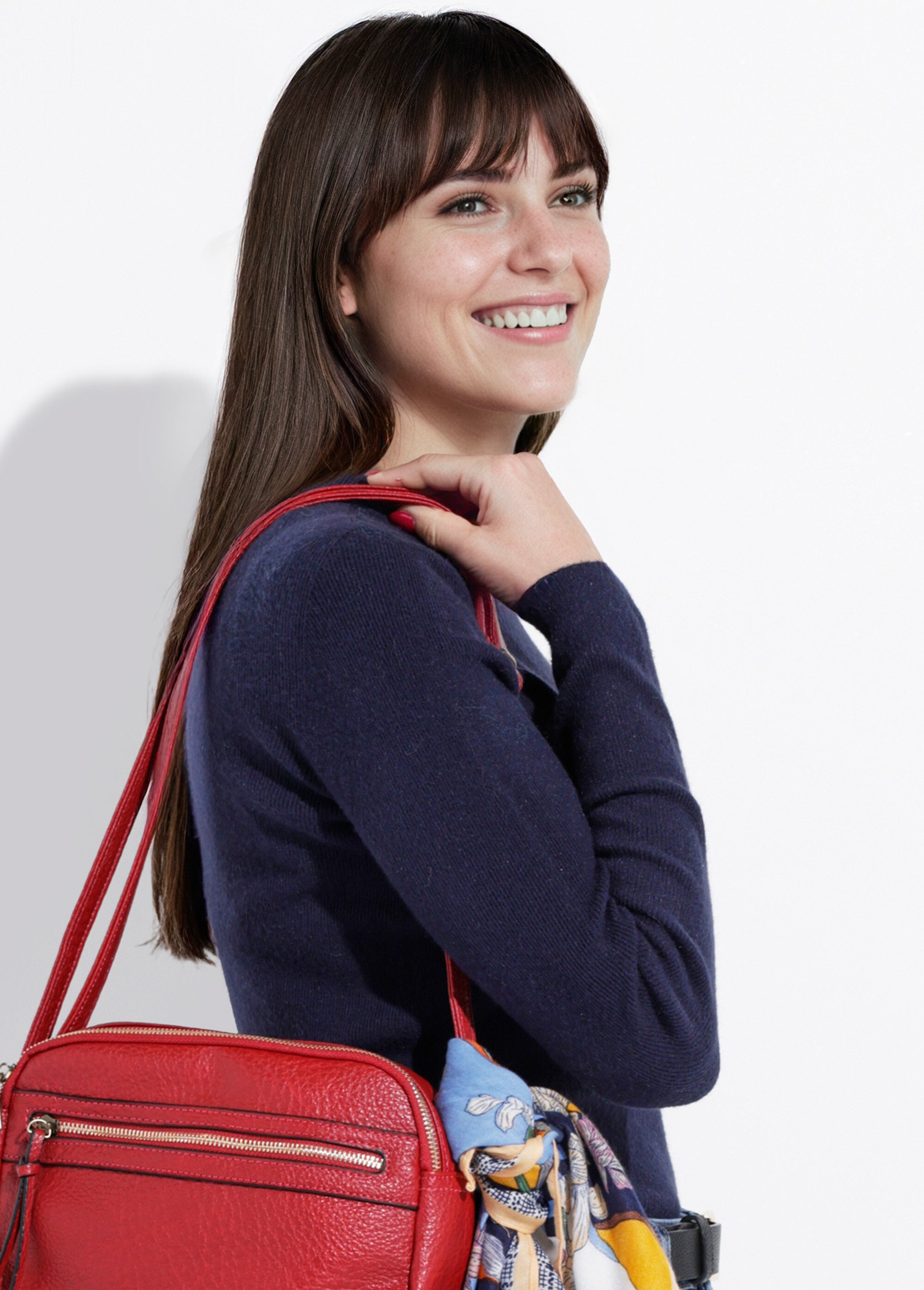 Pull col roulotté forme ajustée Femme Bleu IA-AR963 MV1