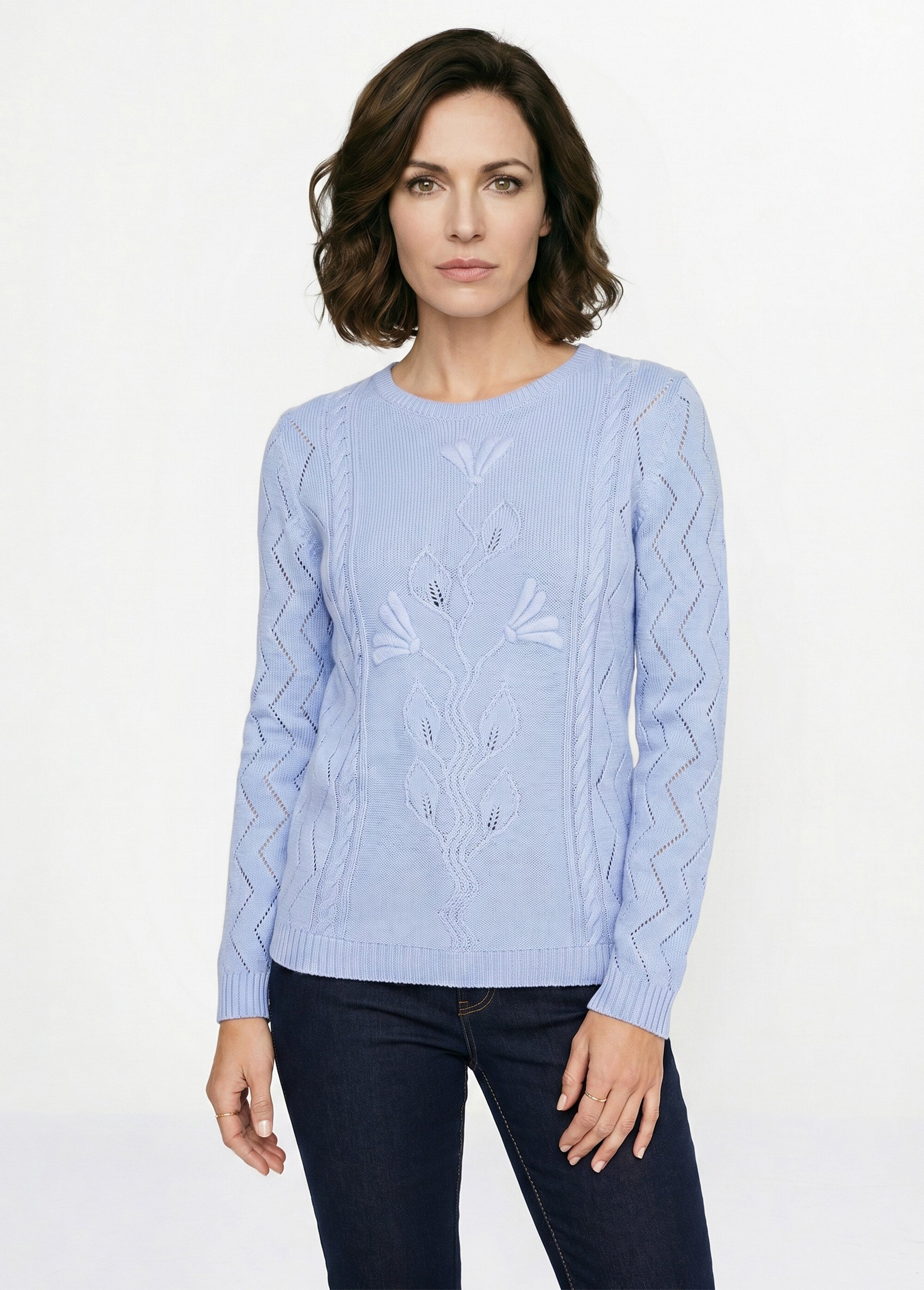 Pull court ajouré torsades Femme Bleu MIGNON FA1