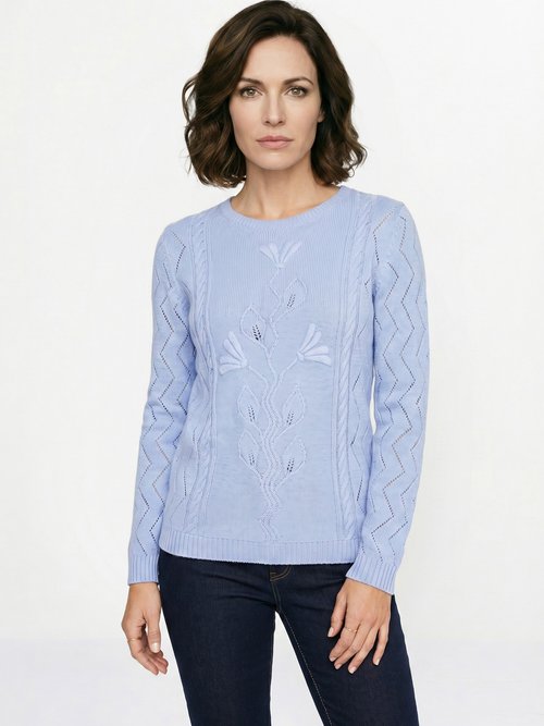 Pull court ajouré torsades Femme Bleu MIGNON FA1