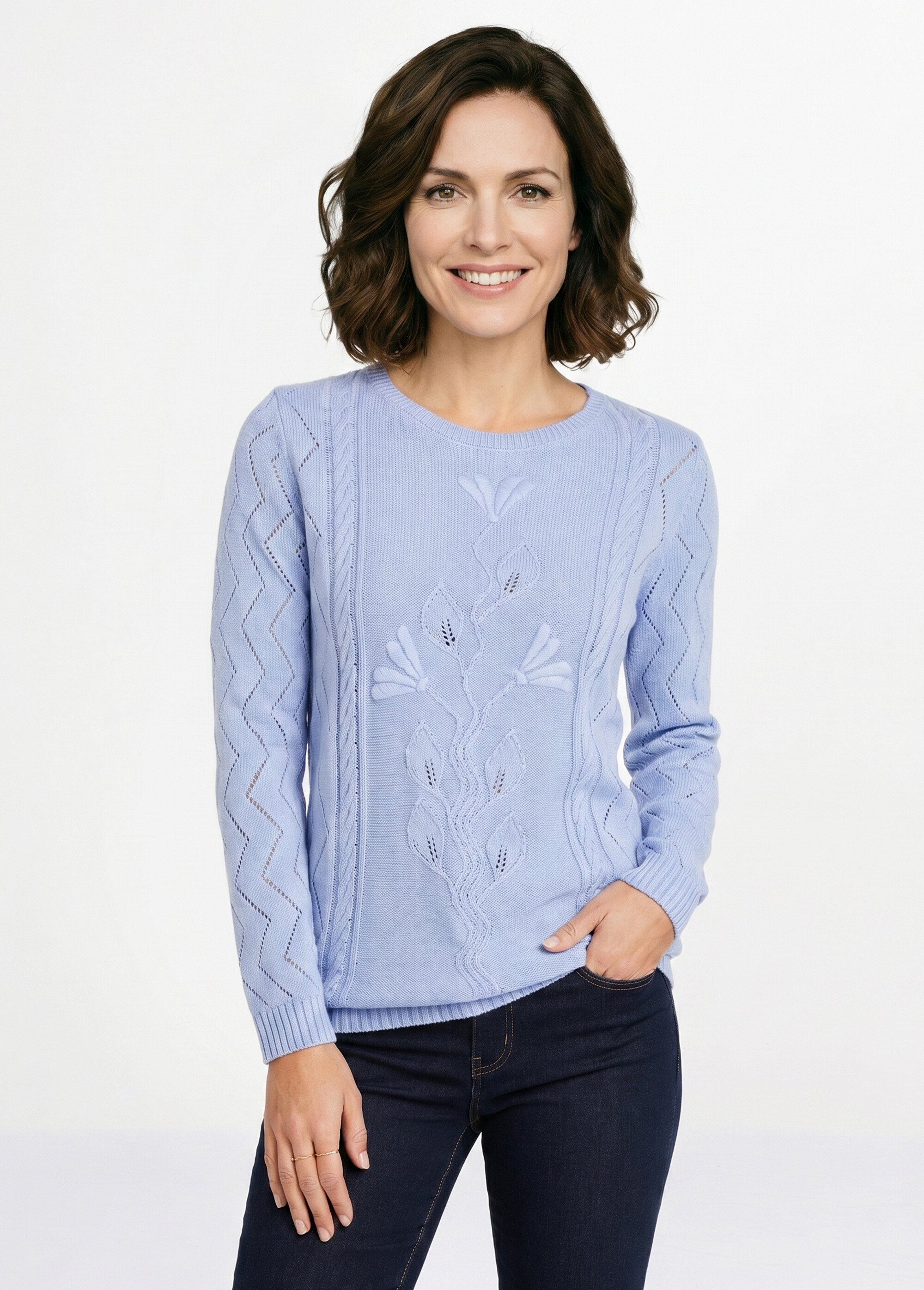 Pull court ajouré torsades Femme Bleu MIGNON FA2