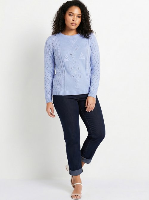 Pull court ajouré torsades Femme Grande Taille Bleu MIGNON SI1