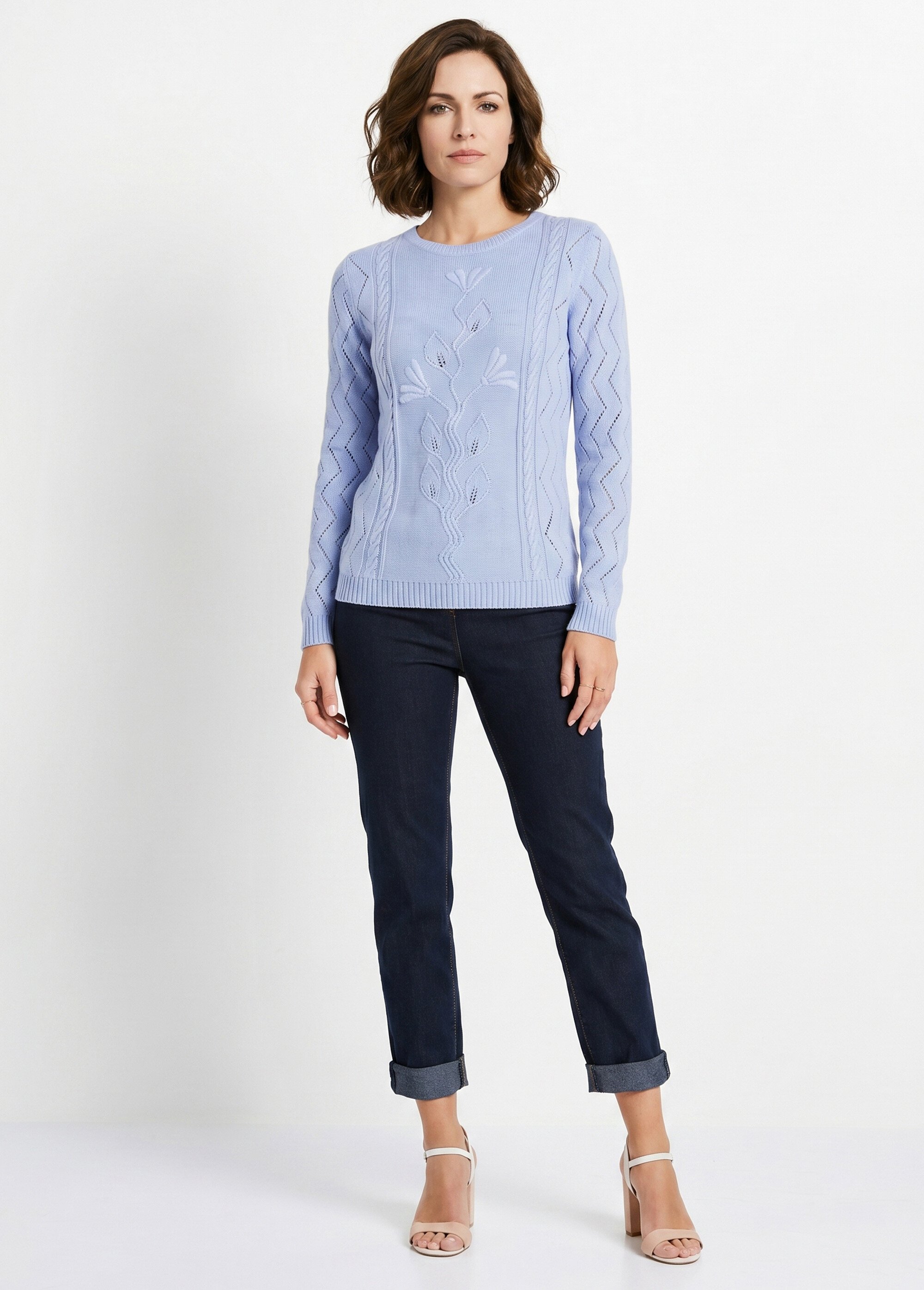 Pull court ajouré torsades Femme Bleu MIGNON SI1