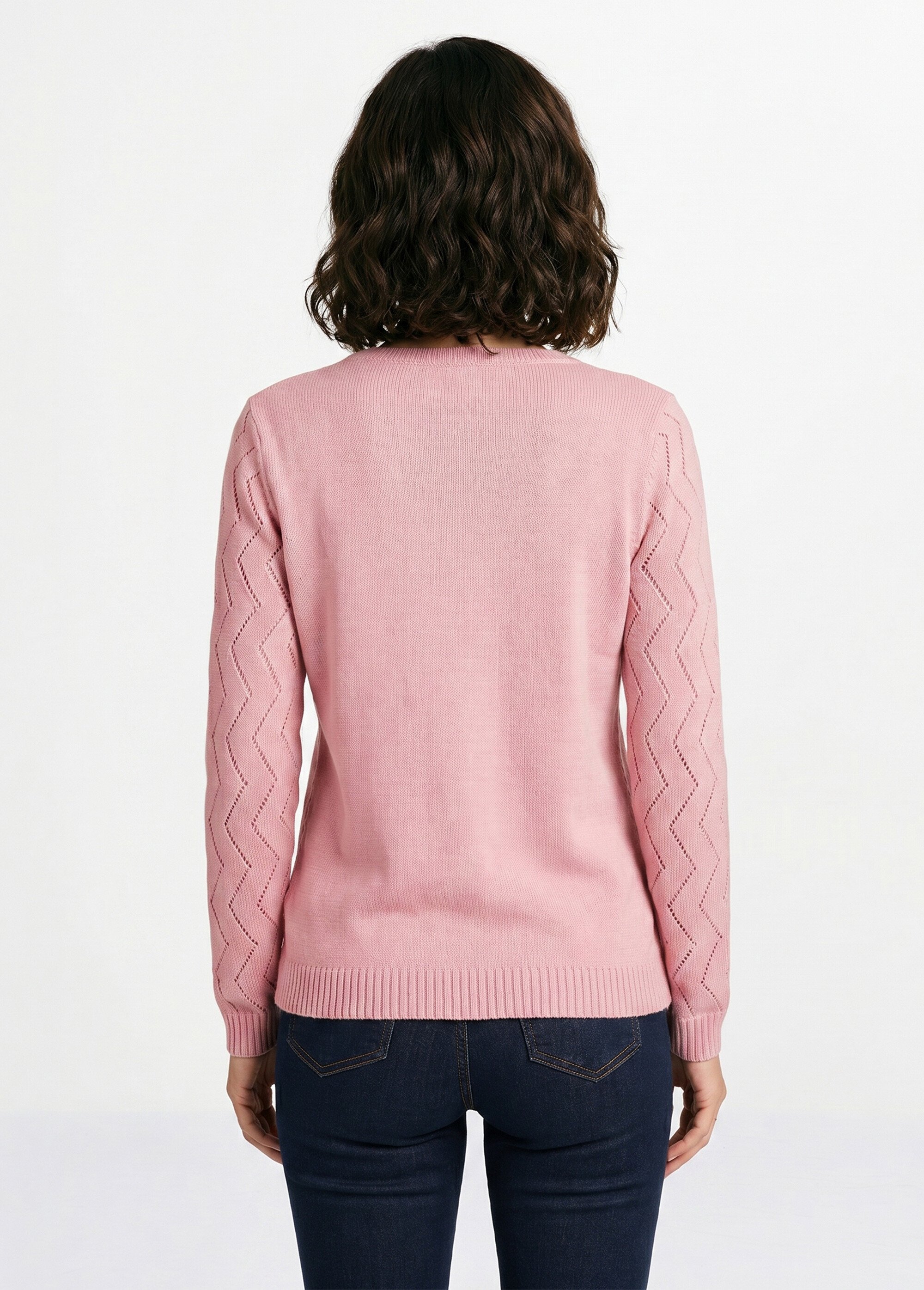 Pull court ajouré torsades Femme Rose MIGNON DO1
