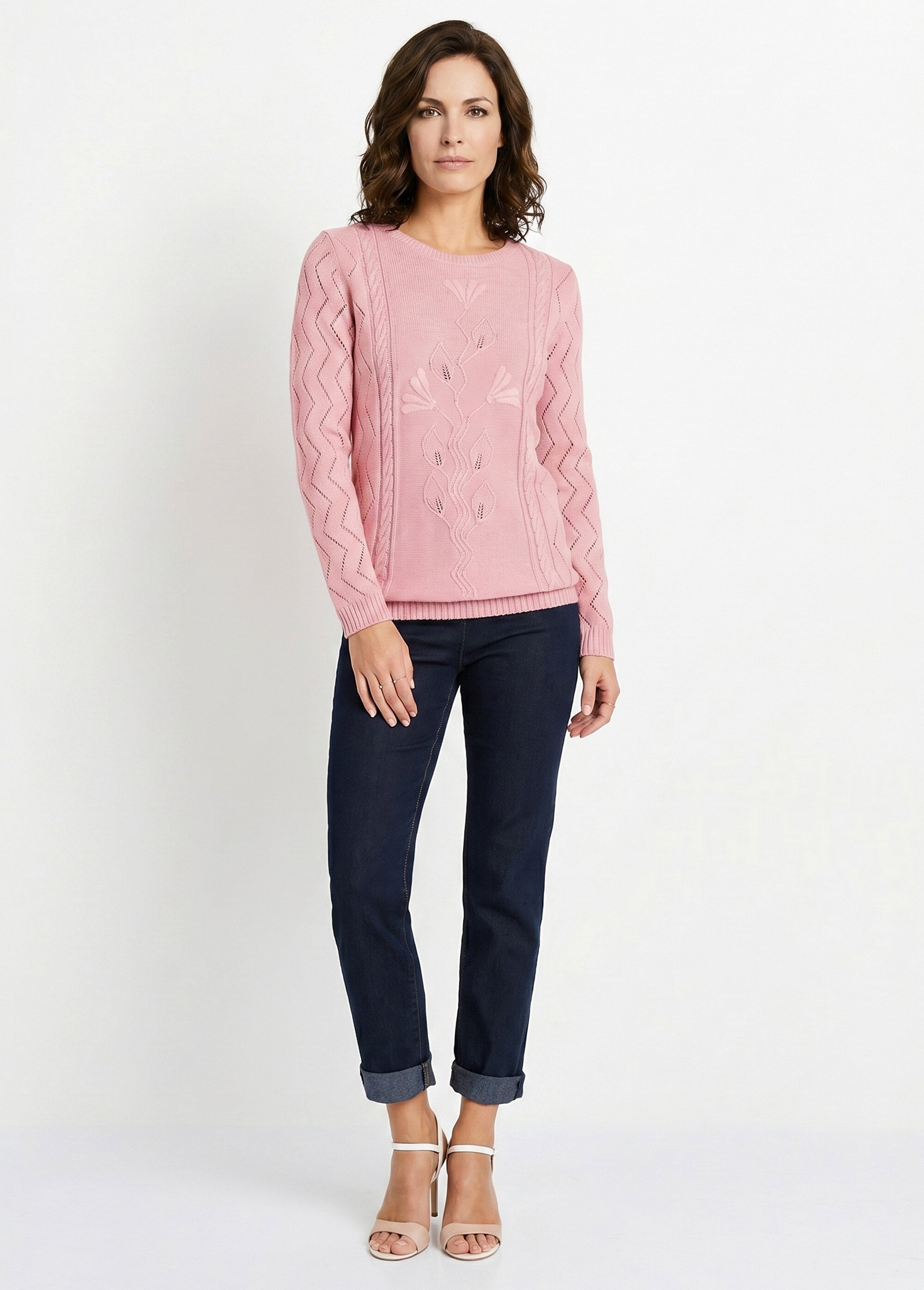 Pull court ajouré torsades Femme Rose MIGNON SI1