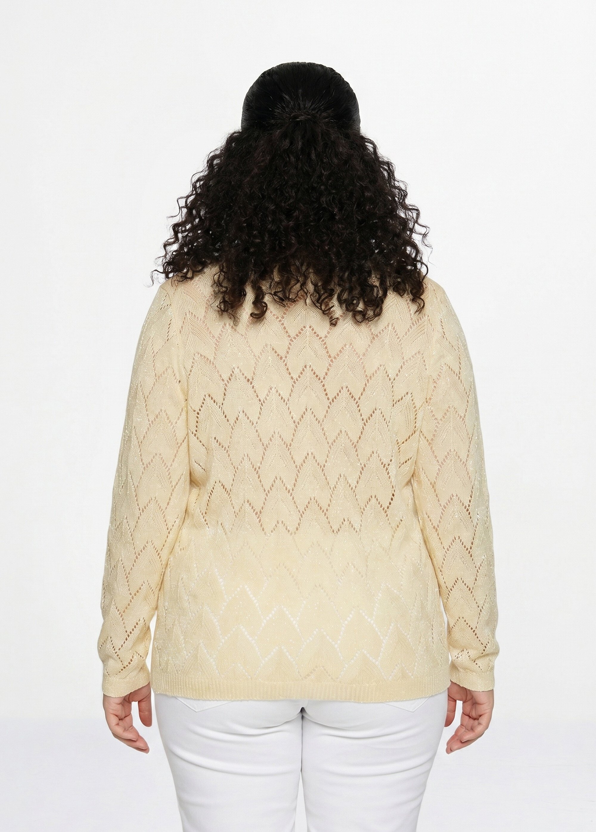 Pull maille ajourée avec fibres recyclées