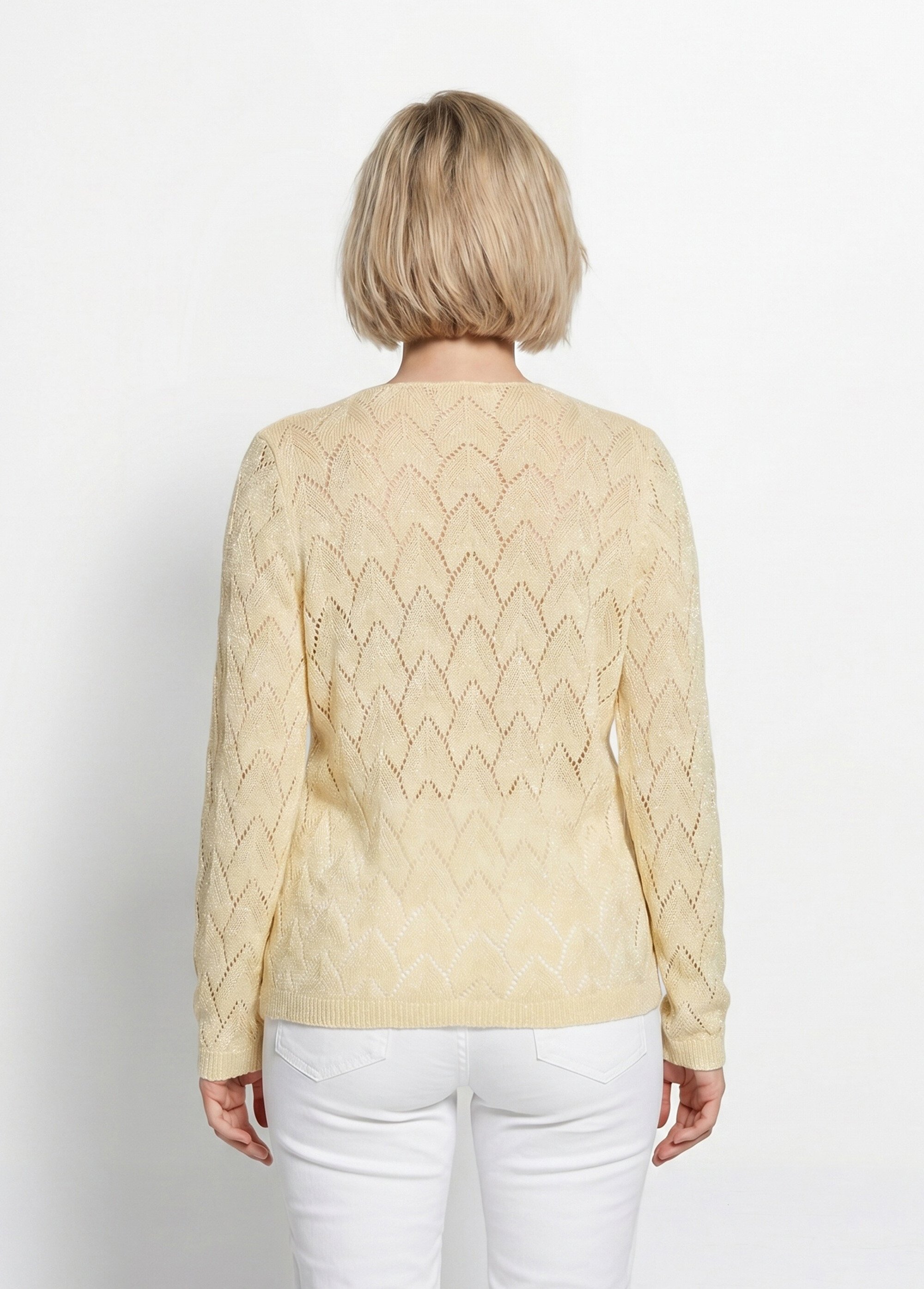 Pull maille ajourée avec fibres recyclées Femme Jaune MANCHESTER DO1
