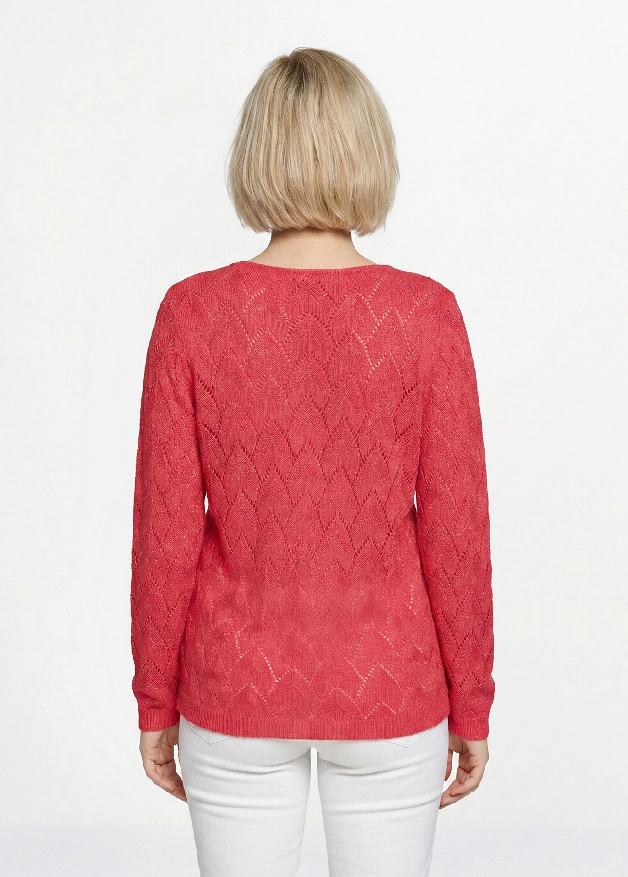 Pull maille ajourée avec fibres recyclées Femme Rose MANCHESTER DO1