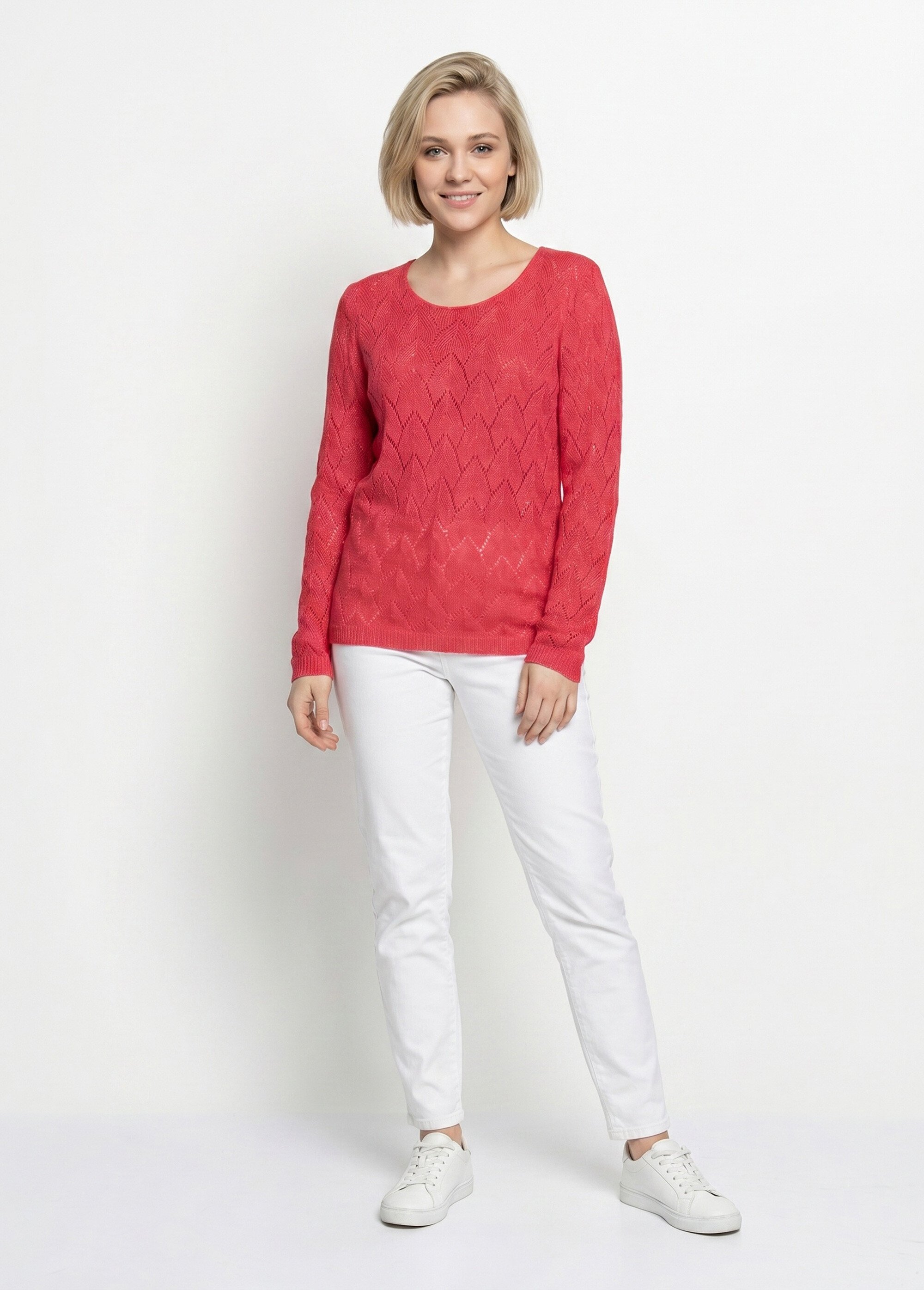 Pull maille ajourée avec fibres recyclées Femme Rose MANCHESTER SI1