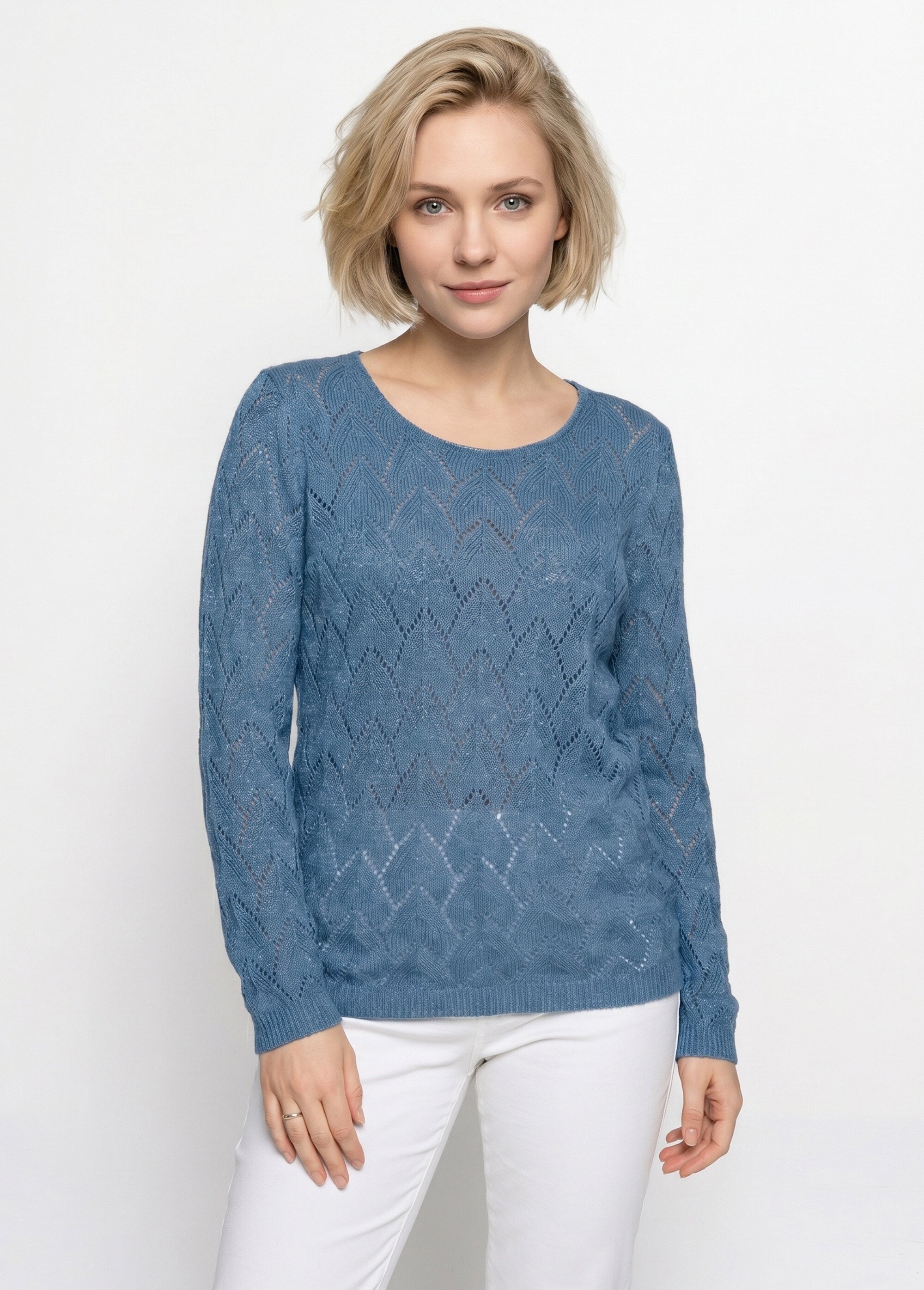 Pull maille ajourée avec fibres recyclées Femme Bleu MANCHESTER FA1