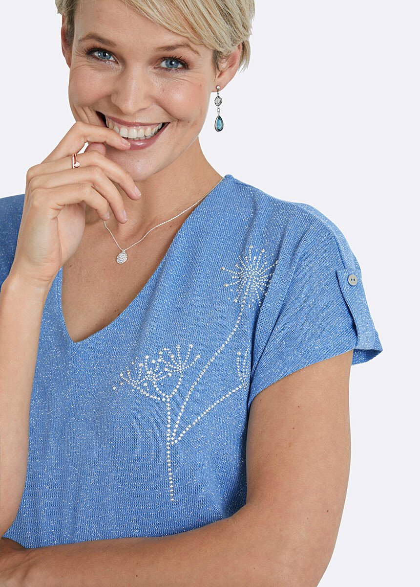 Pull maille scintillante manches kimono