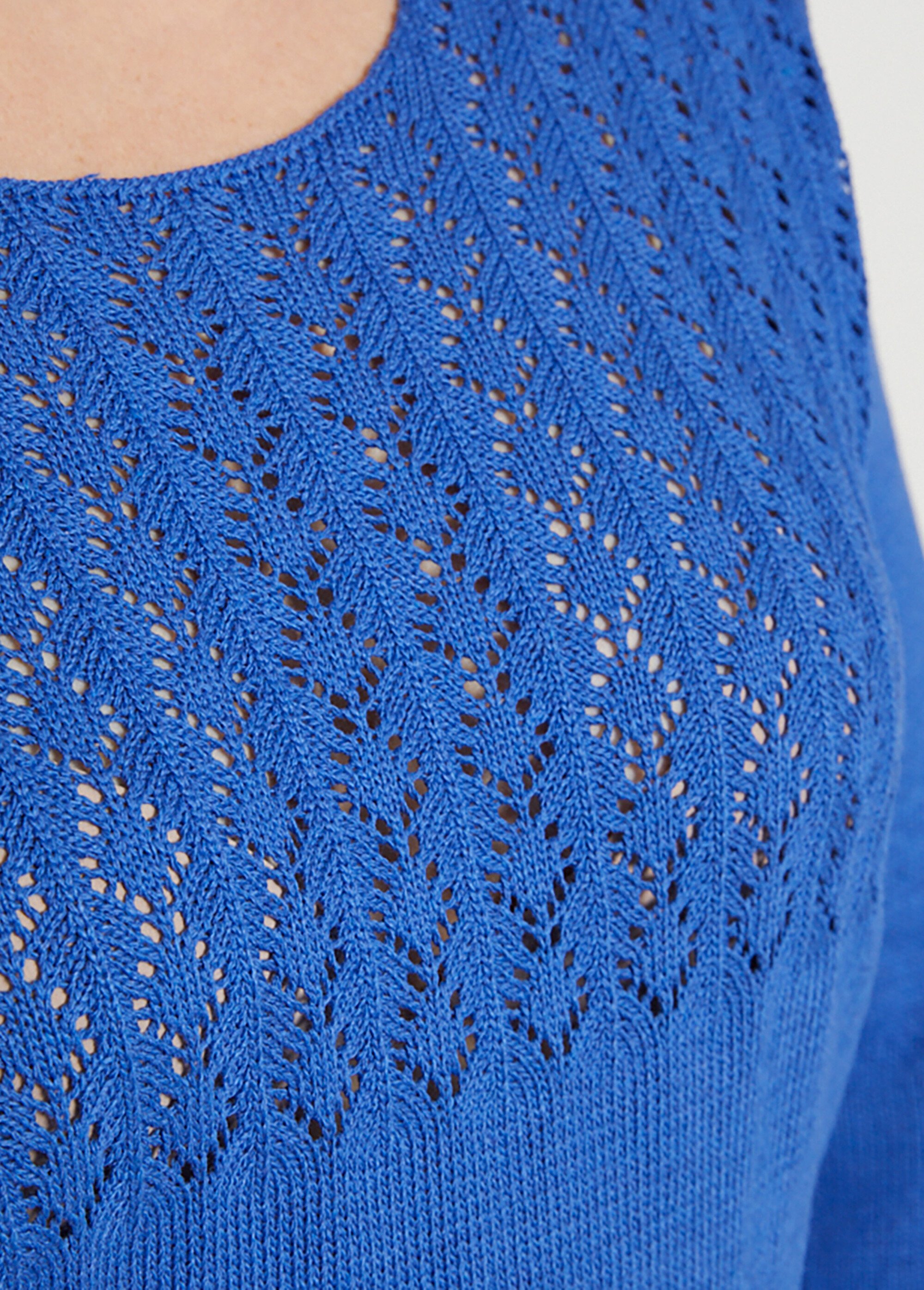 Pull manches 3/4 ajouré Femme Bleu MINA DE1